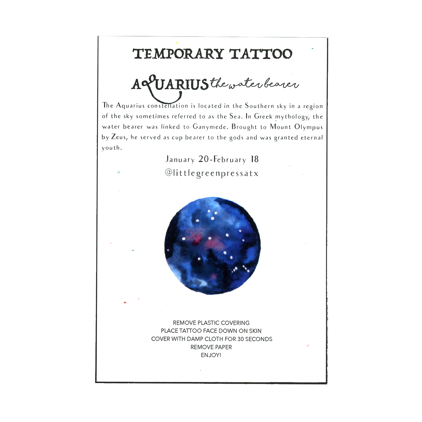 Little Green Press ATX Celestial Temporary Tattoos