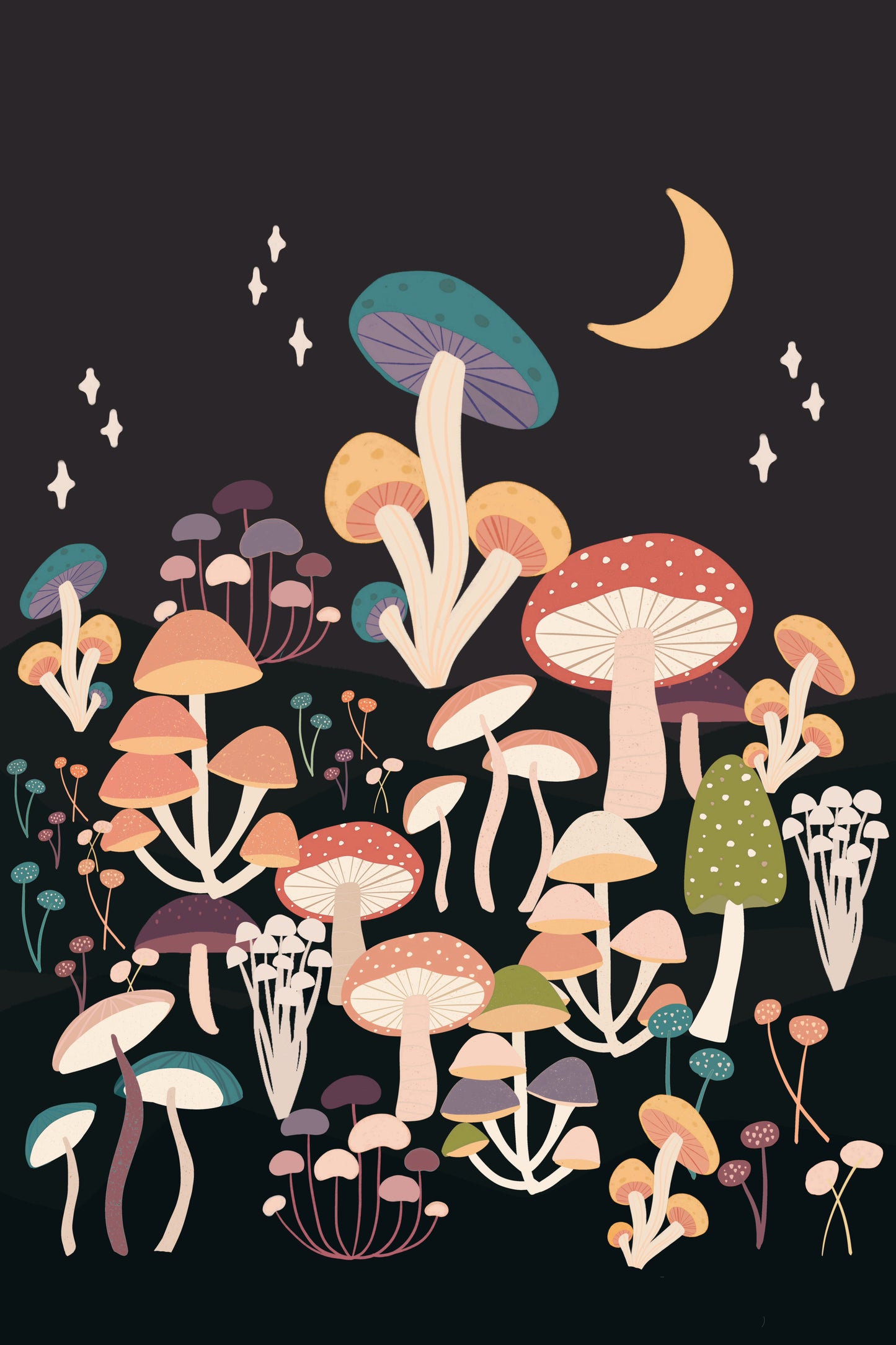 Breathe People Floral Night Mushroom Art Paint by Numbers
