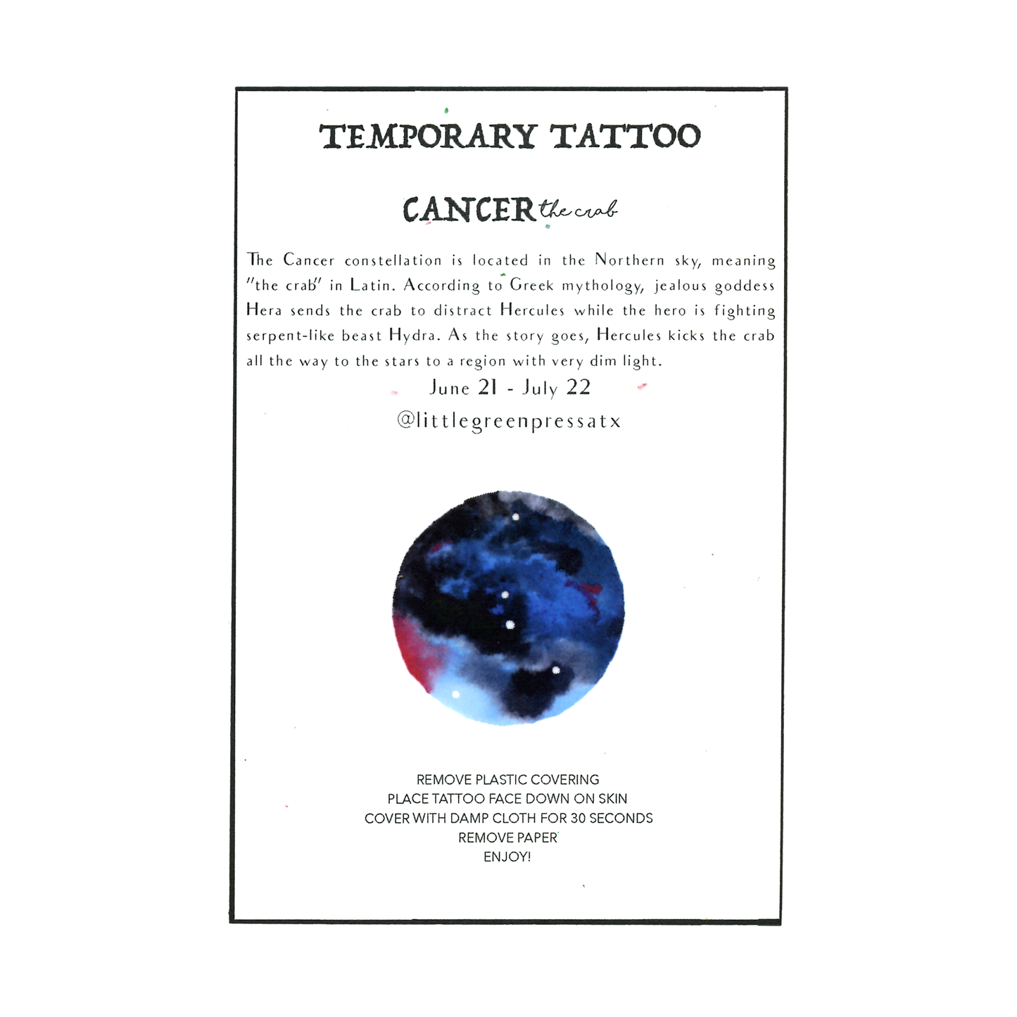 Little Green Press ATX Celestial Temporary Tattoos