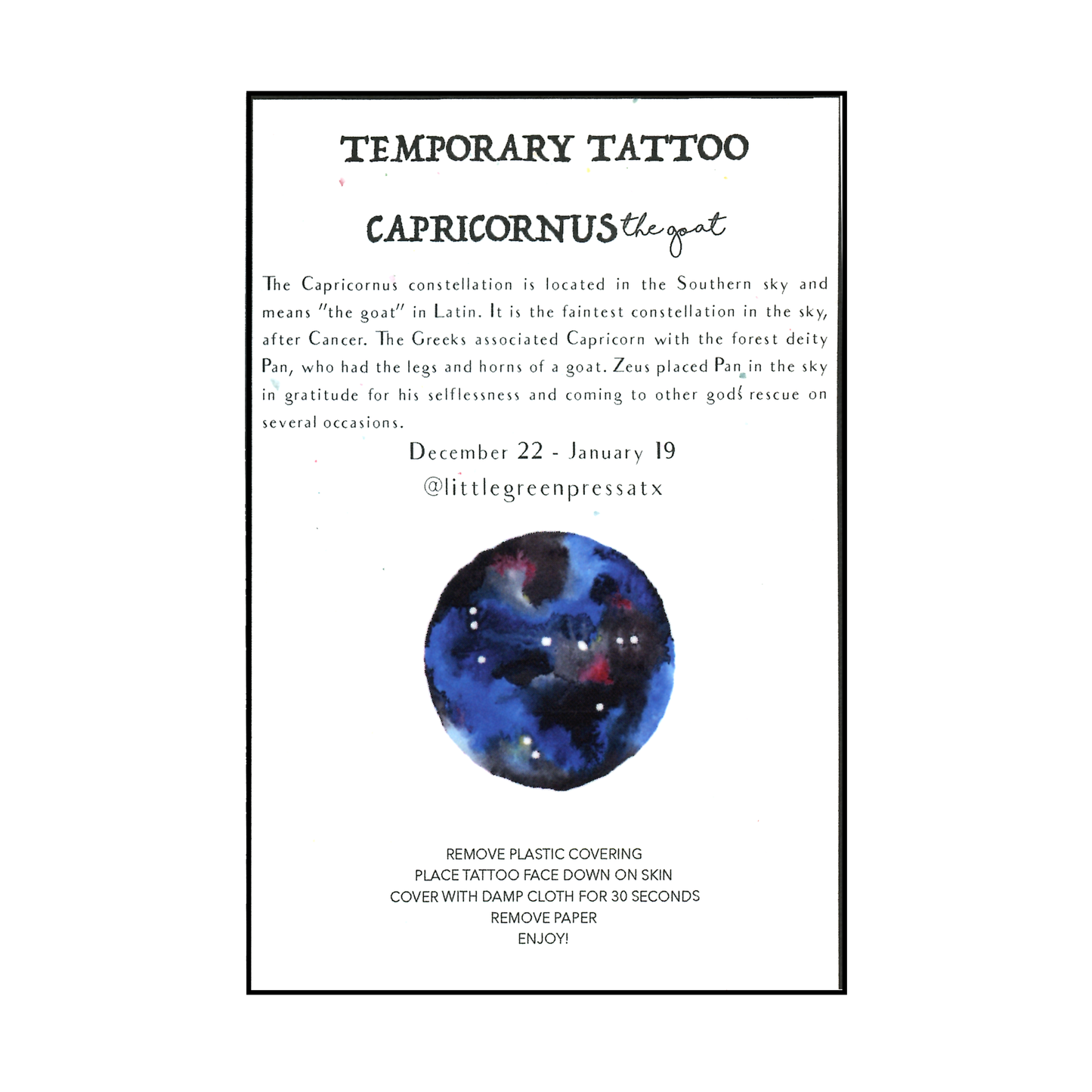 Little Green Press ATX Celestial Temporary Tattoos