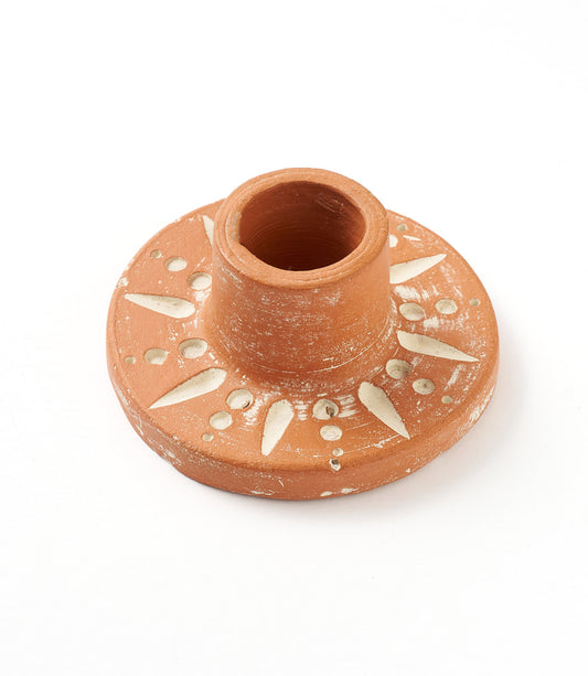 Matr Boomie Fair Trade Daksha Full Moon Taper Candle Holder - Terracotta