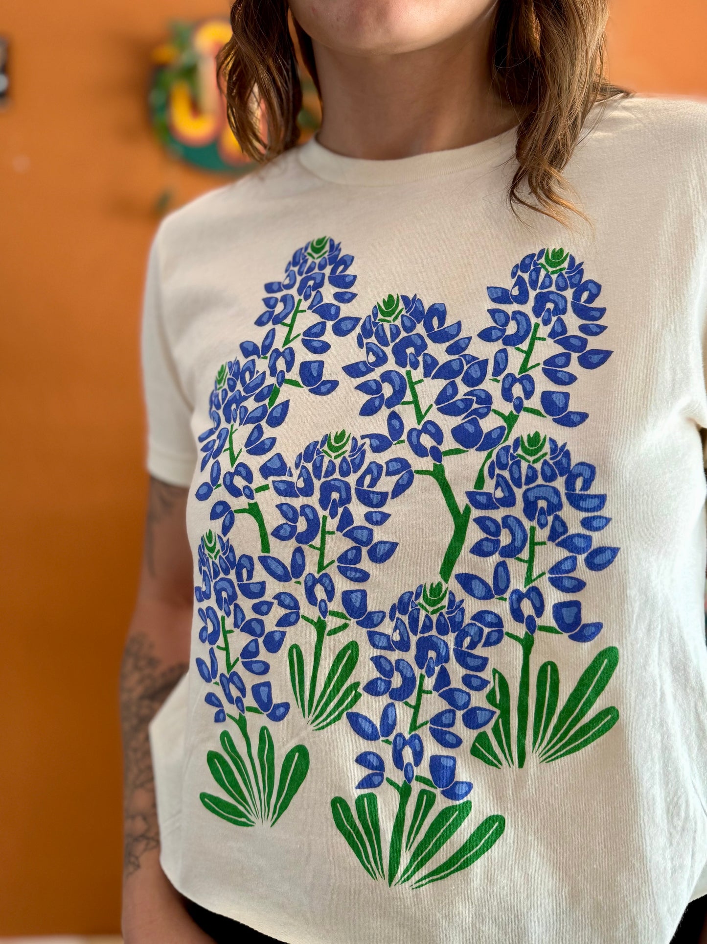 Pie Chart Press Bluebonnet Crop Top