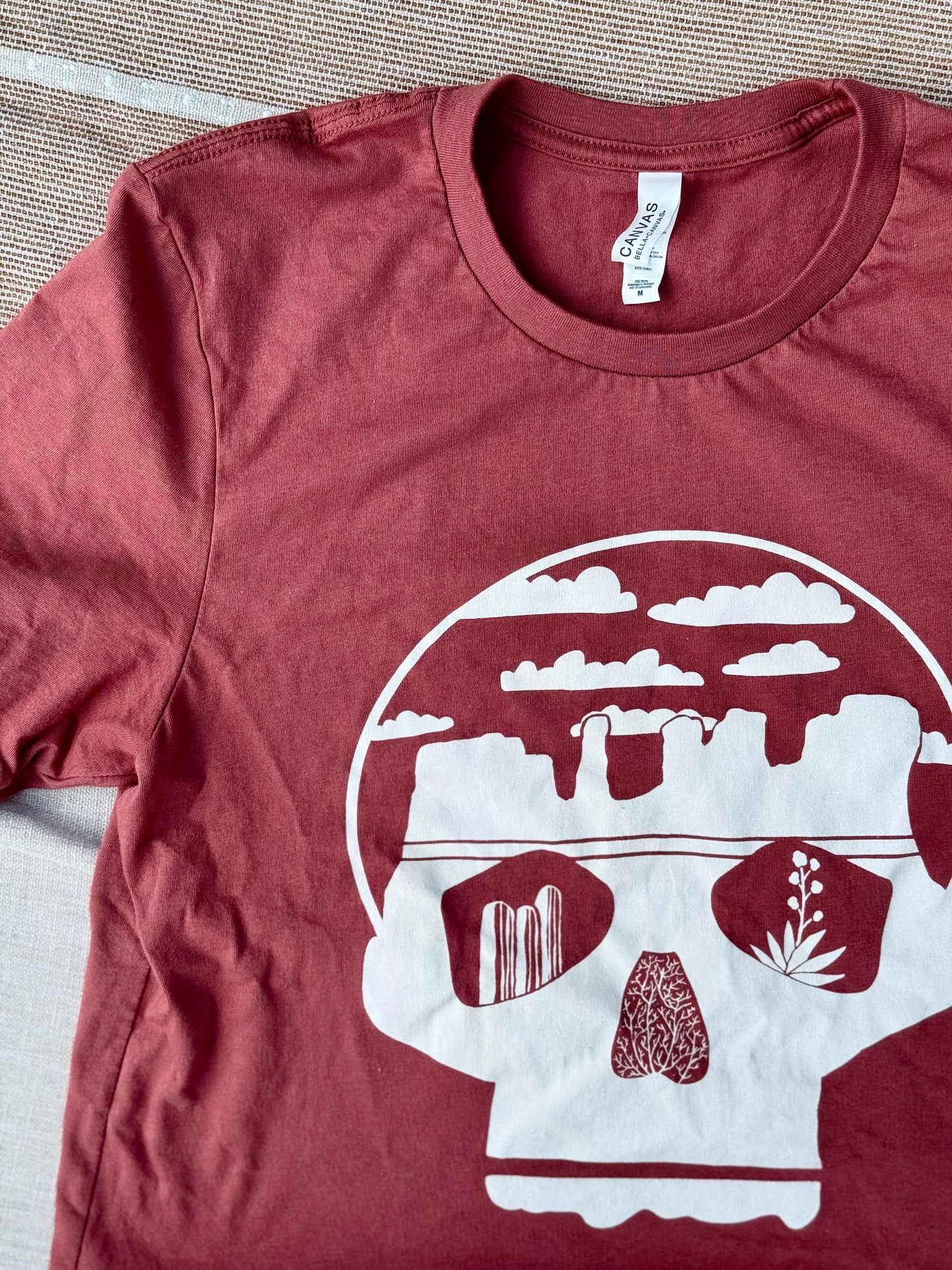 Pie Chart Press Rust Skull Crop Tee