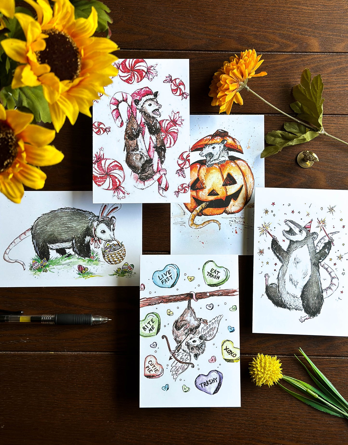 Where’d The Wild Things Go Possum Holiday Postcard Pack