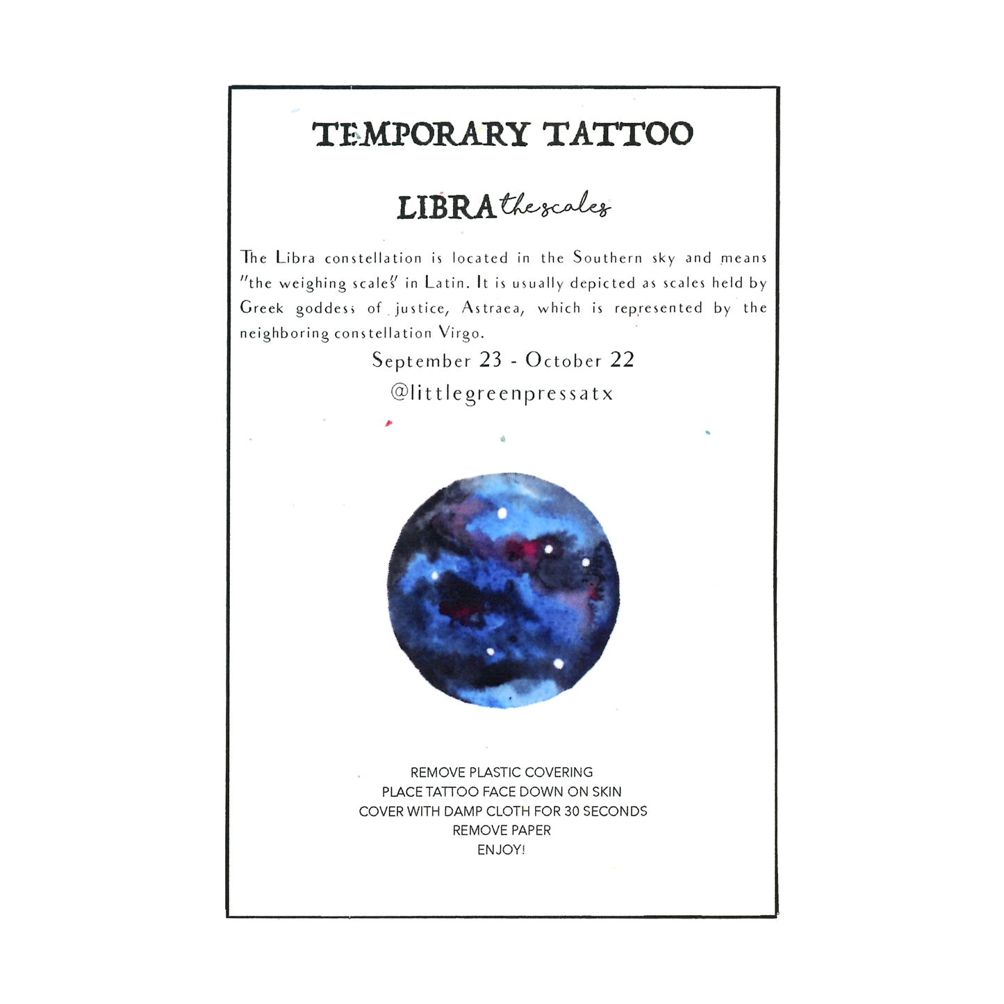 Little Green Press ATX Celestial Temporary Tattoos