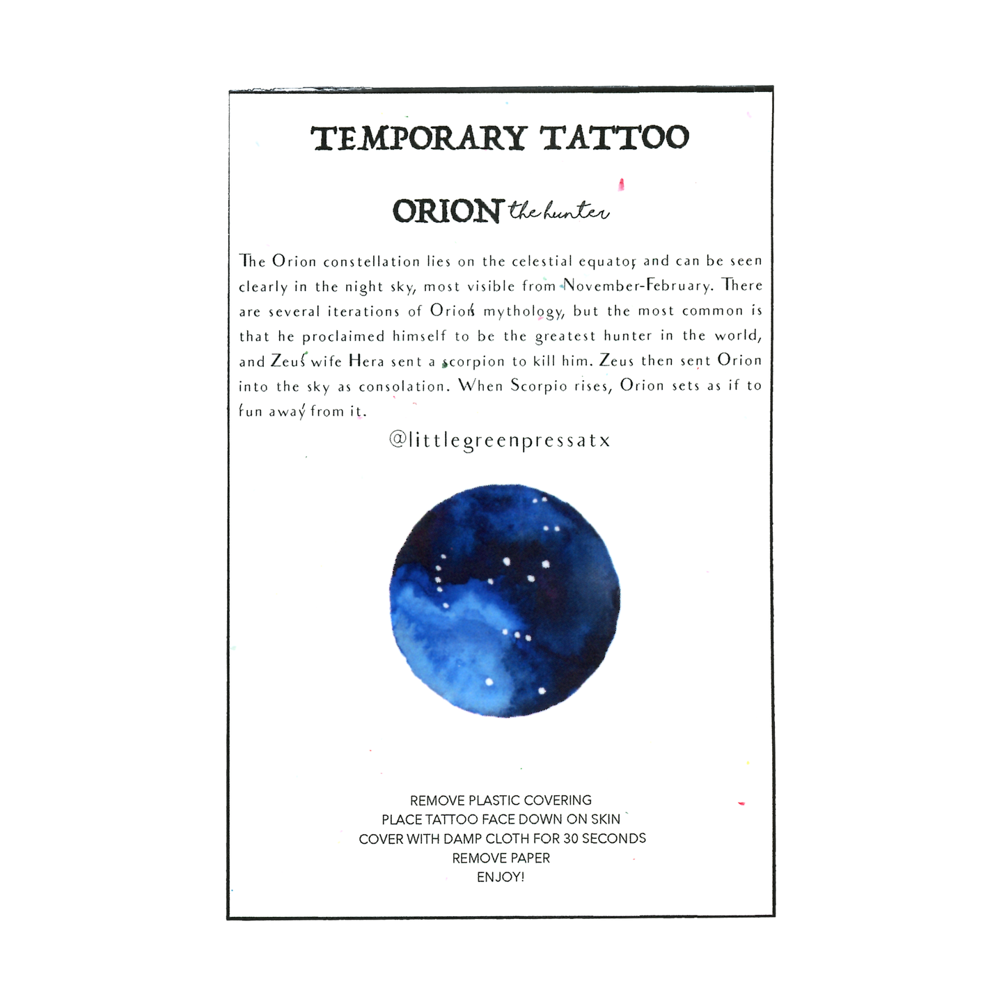Little Green Press ATX Celestial Temporary Tattoos