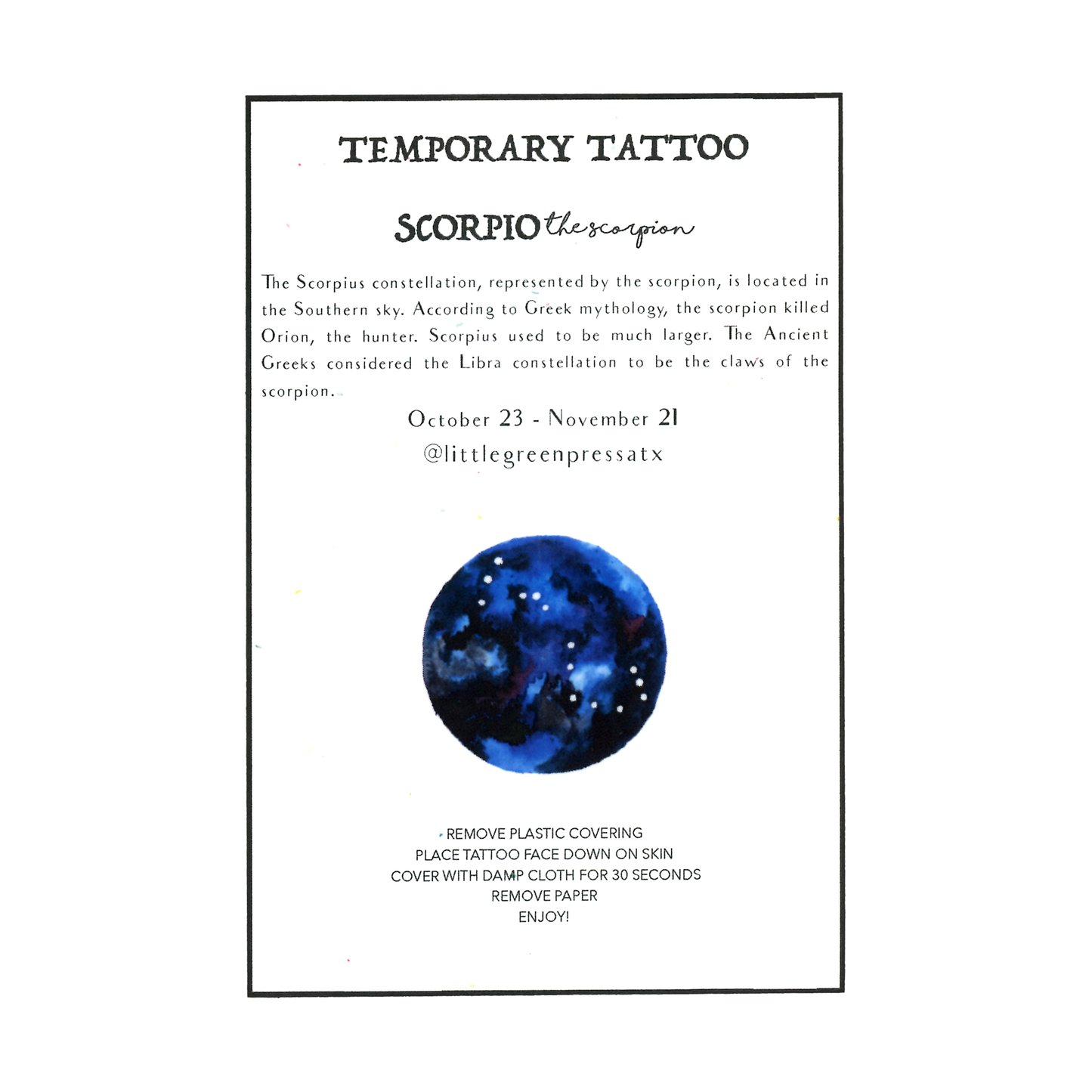Little Green Press ATX Celestial Temporary Tattoos