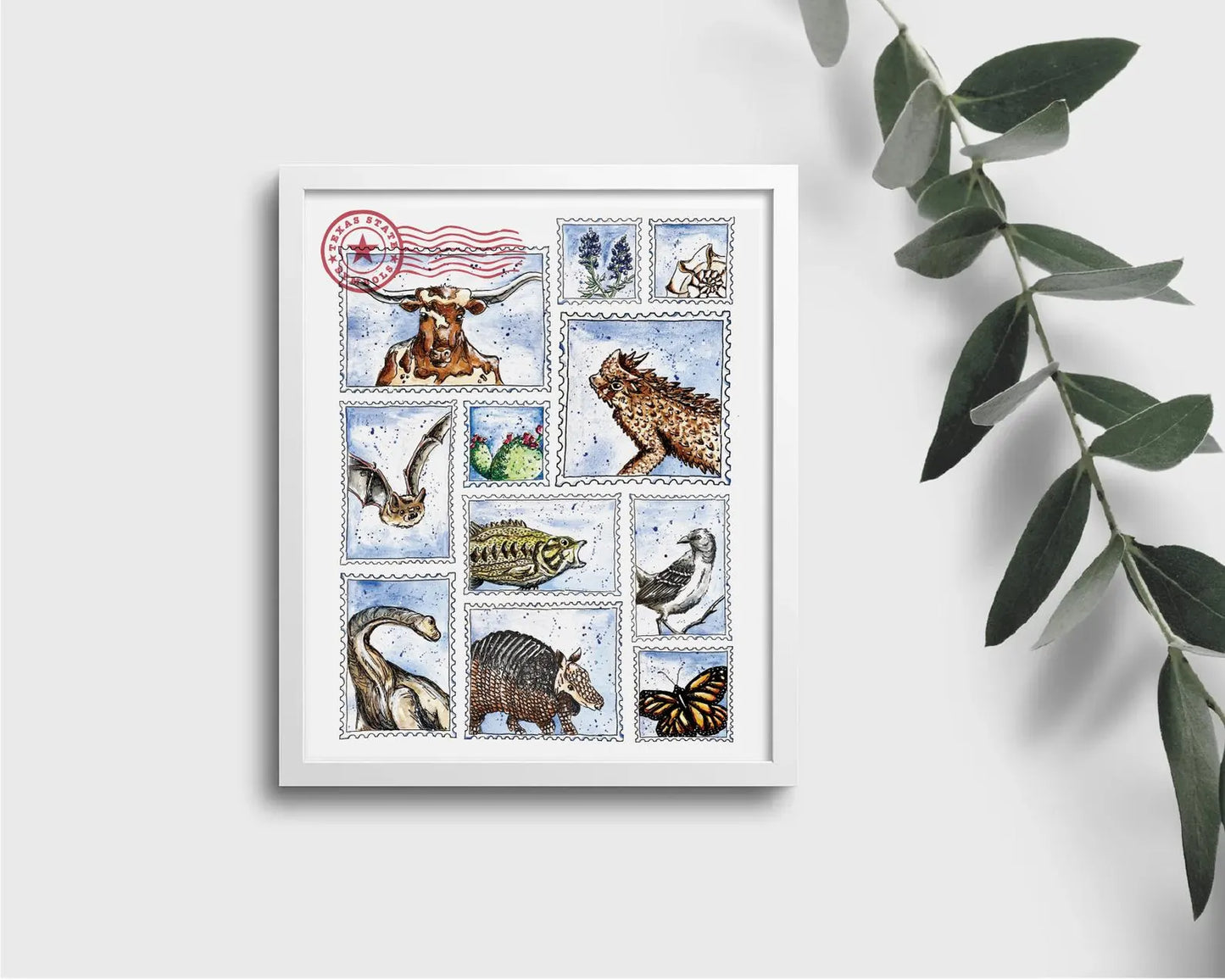 Where'd The Wild Things Go Texas State Symbols Print