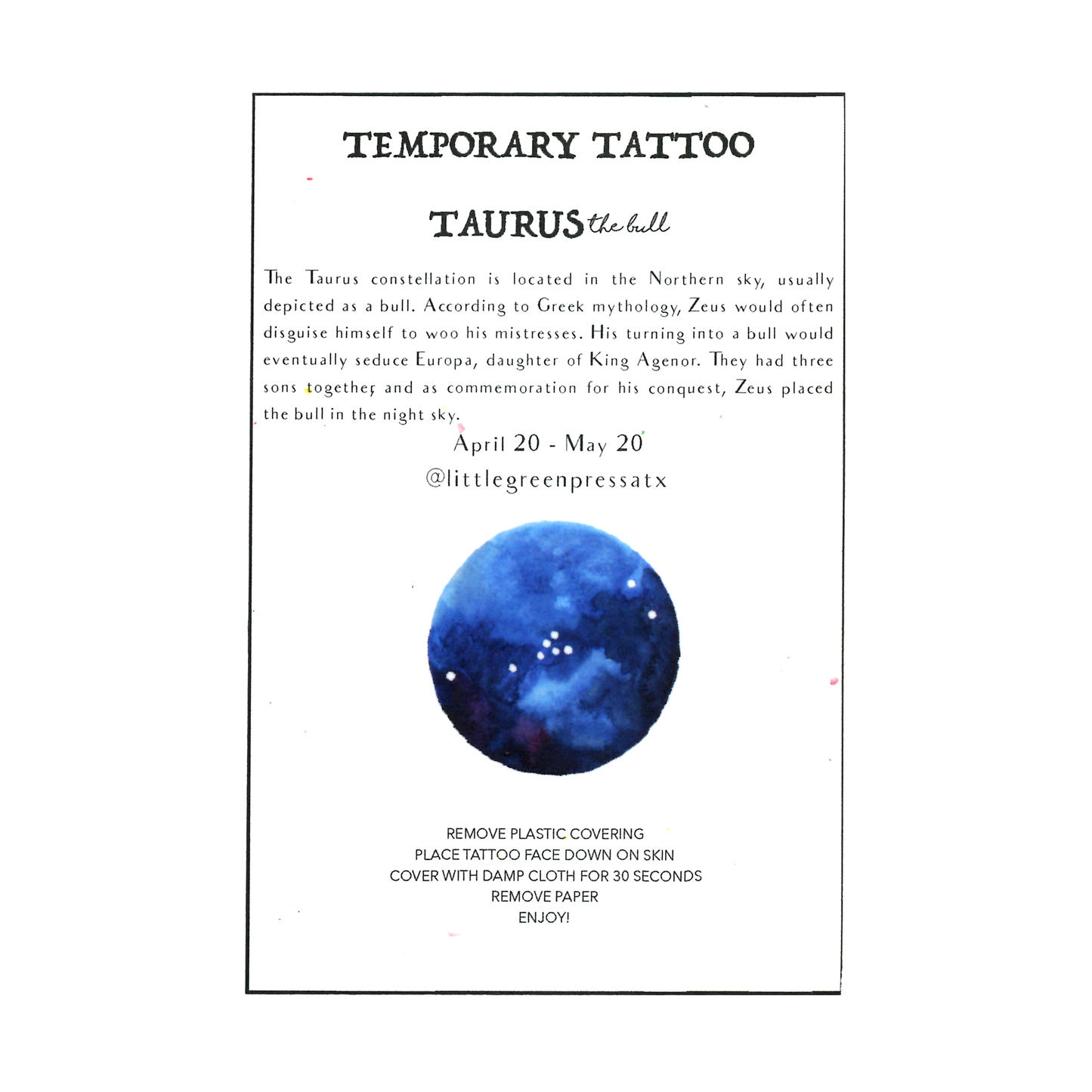 Little Green Press ATX Celestial Temporary Tattoos