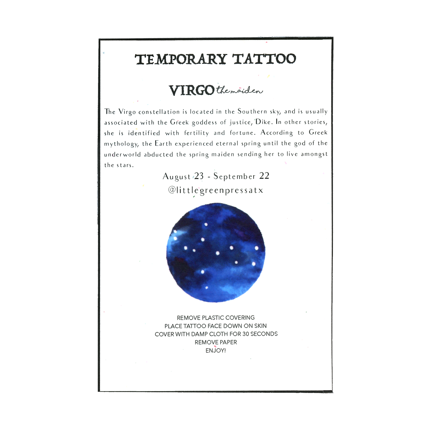 Little Green Press ATX Celestial Temporary Tattoos