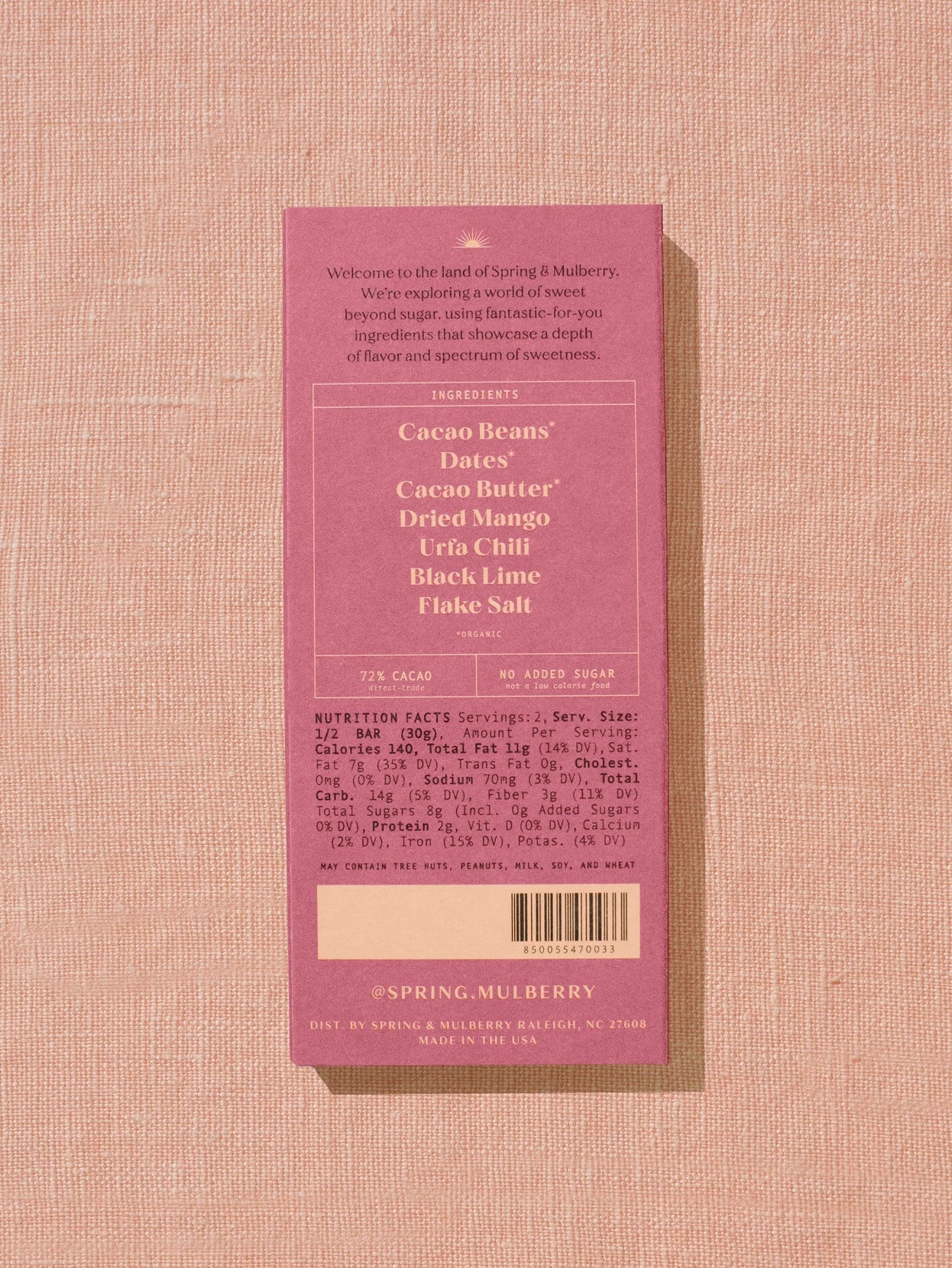 Spring & Mulberry Mango Chili Date-Sweetened Dark Chocolate