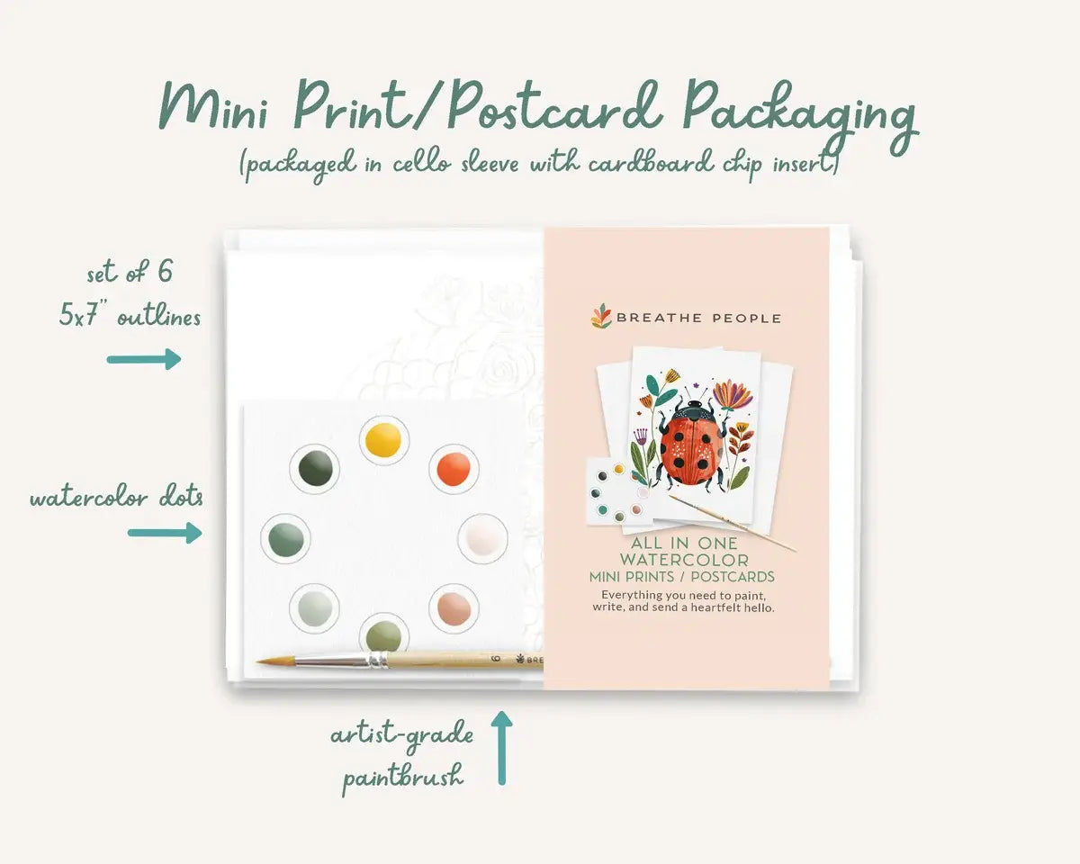 Breathe People All in One Watercolor Prints/ Postcards : Abstract Flowers