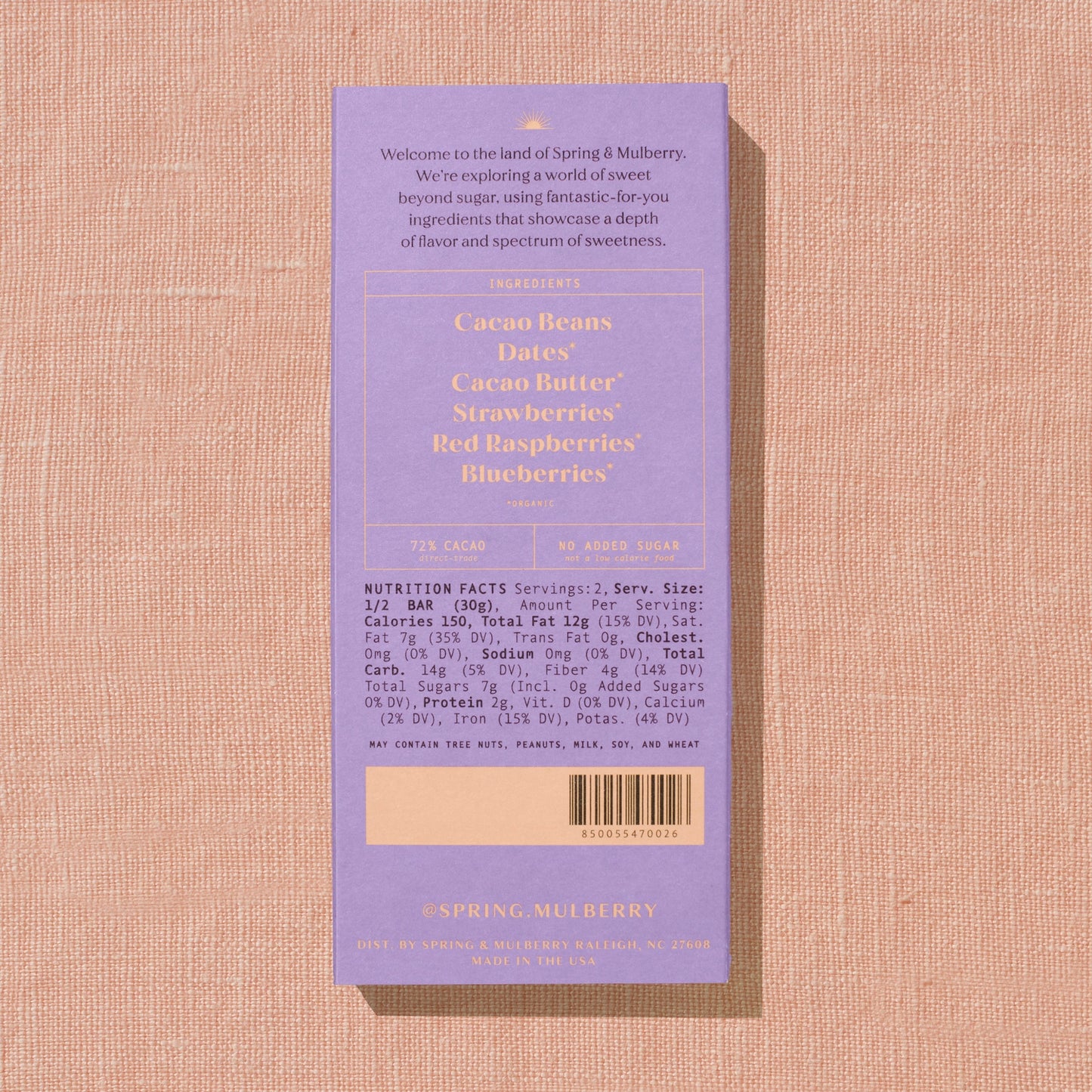 Spring & Mulberry Mixed Berry Date-Sweetened Dark Chocolate