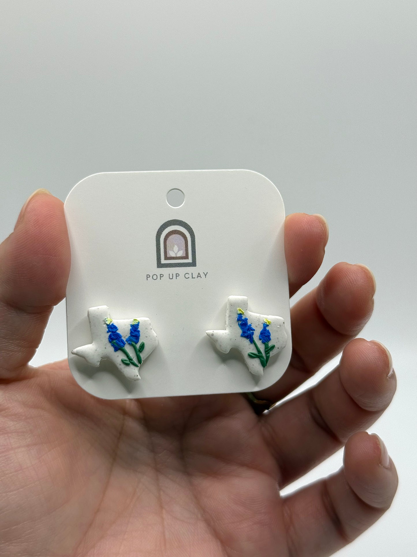 Pop Up Clay Bluebonnet Studs
