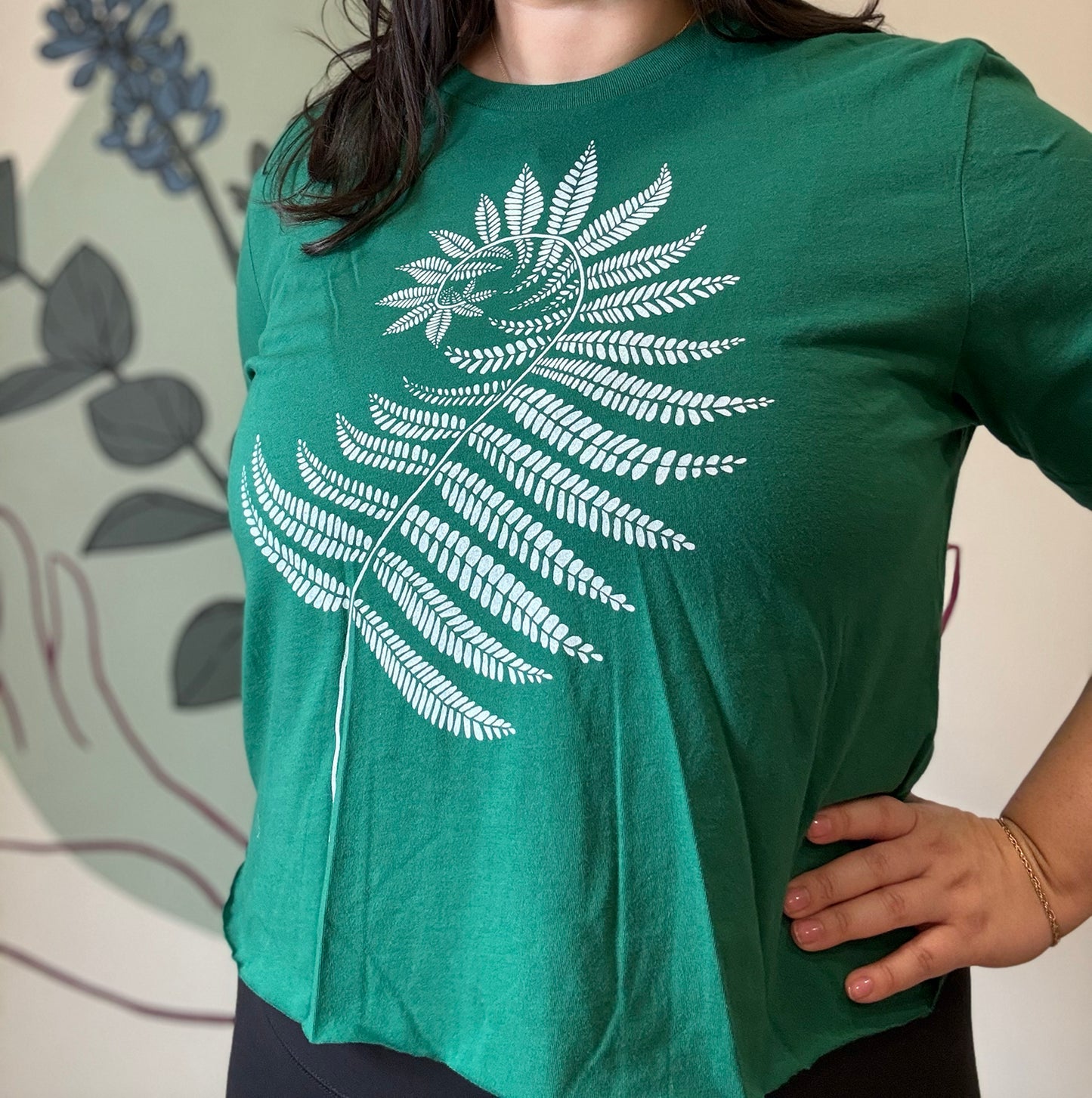 Pie Chart Press Fern Crop Top