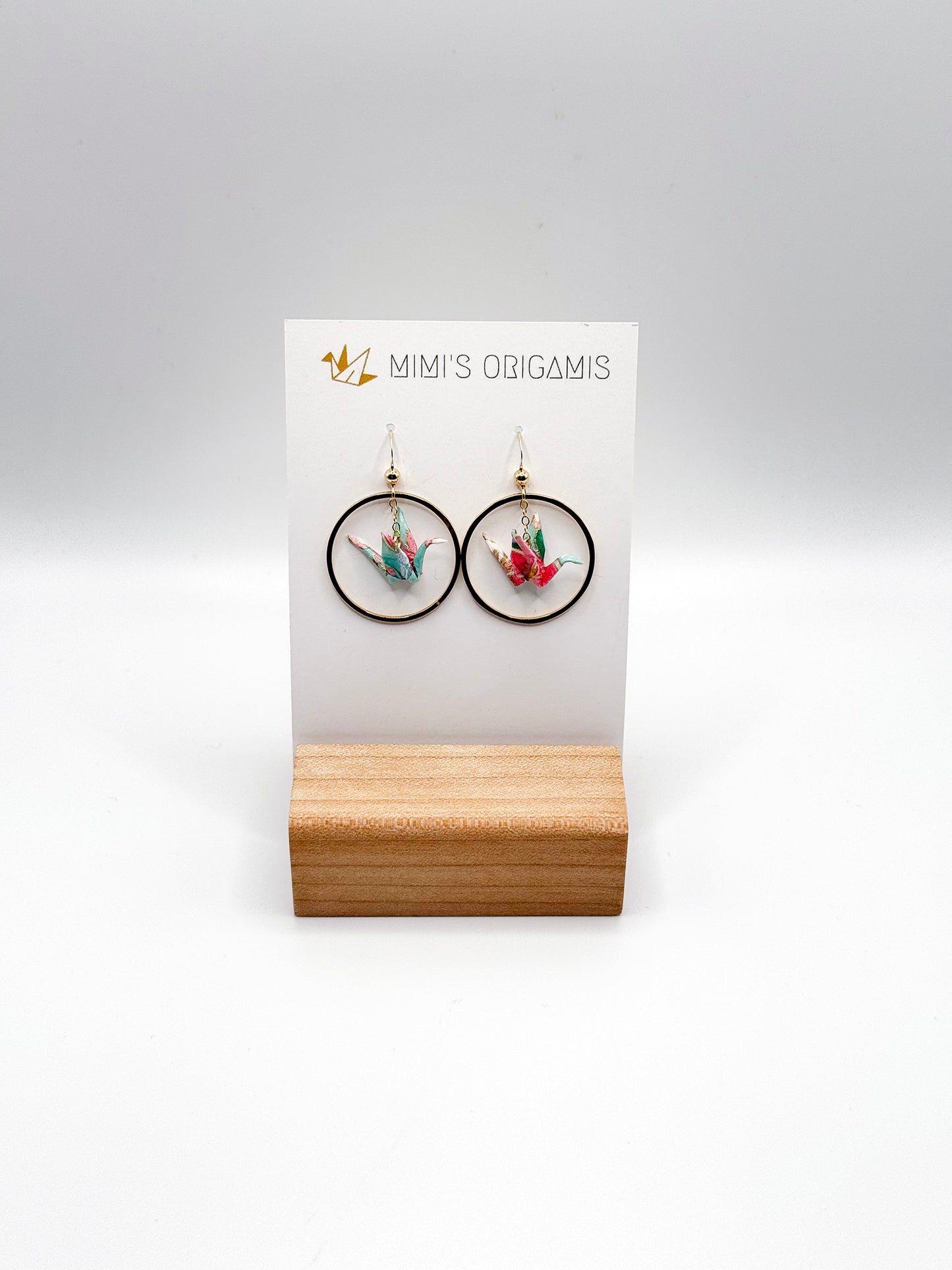 Mimi's Origamis Hoop Crane Earrings
