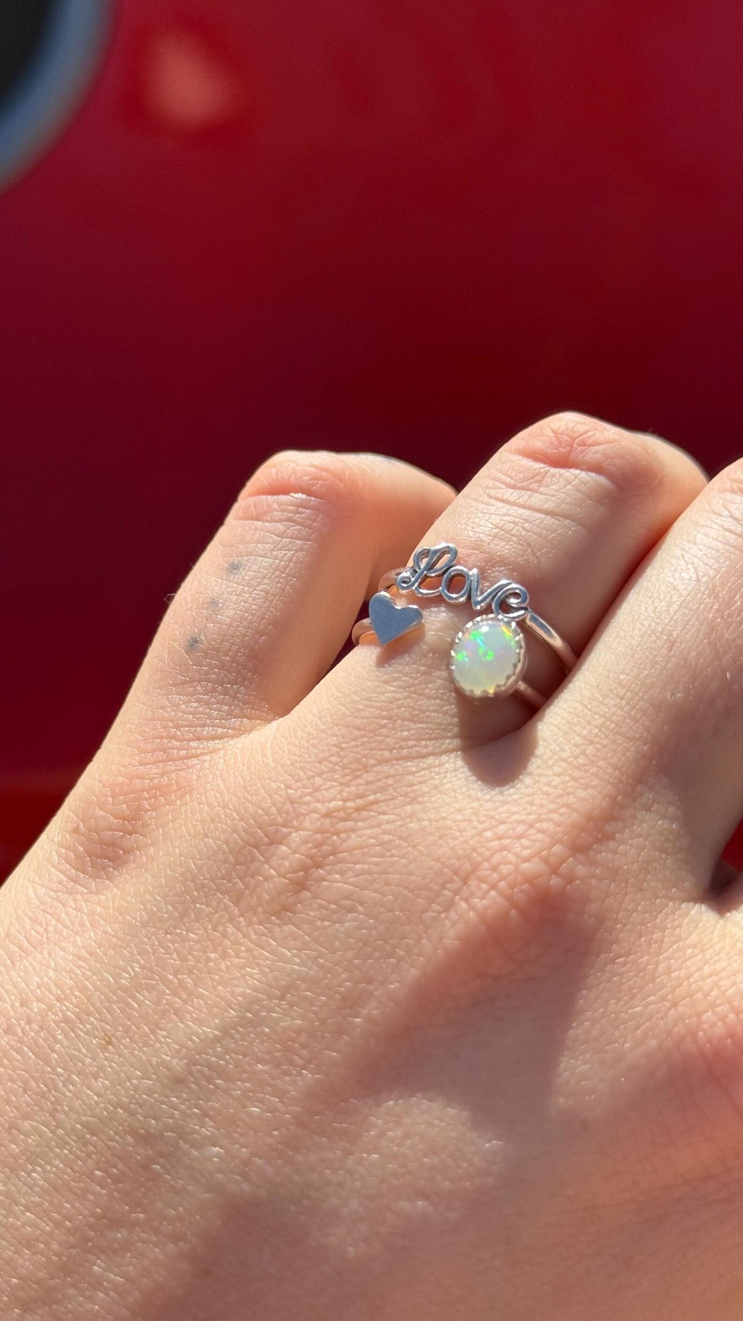 Opal Dreams Jewelry Opal Heart Adjustable Ring