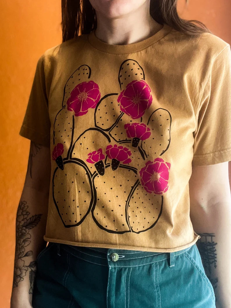 Pie Chart Press Cactus Crop Top