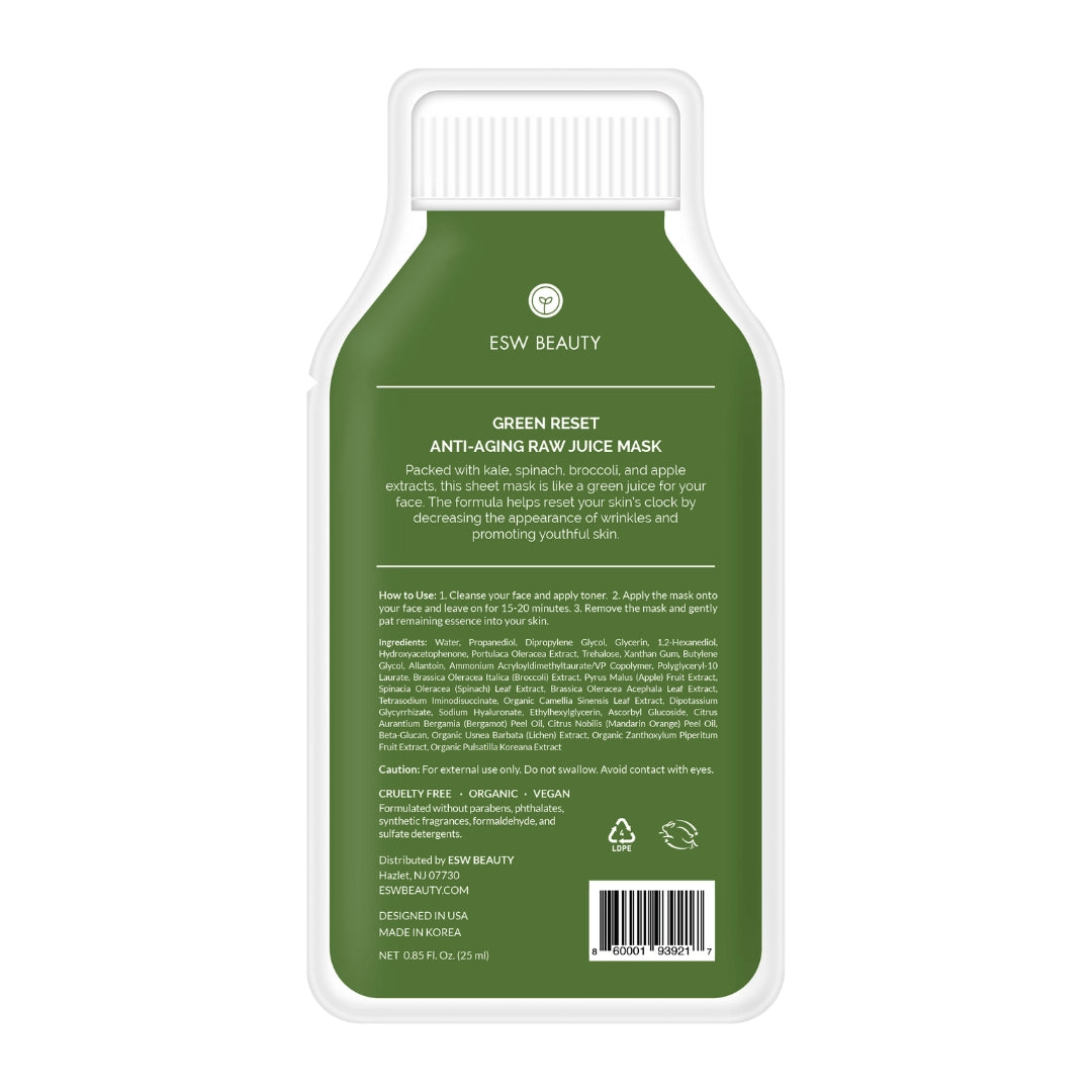ESW Beauty Green Reset Anti Aging Raw Juice Sheet Mask