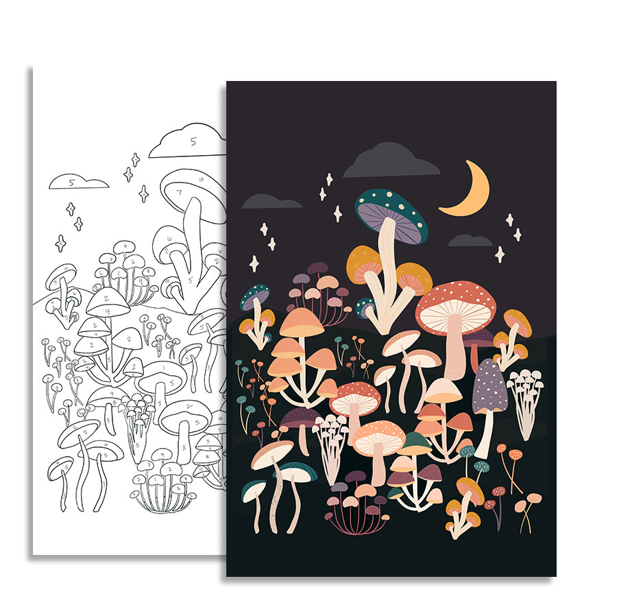 Breathe People Floral Night Mushroom Art Paint by Numbers