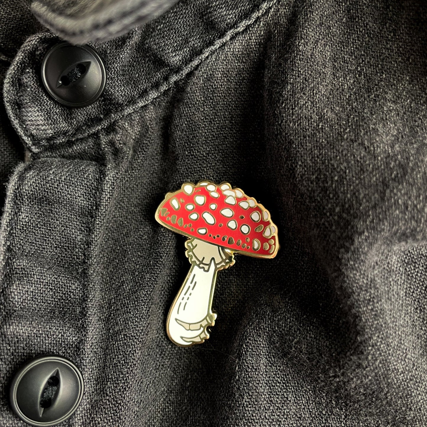 Chloe Gray Fly Agaric Mushroom Pin