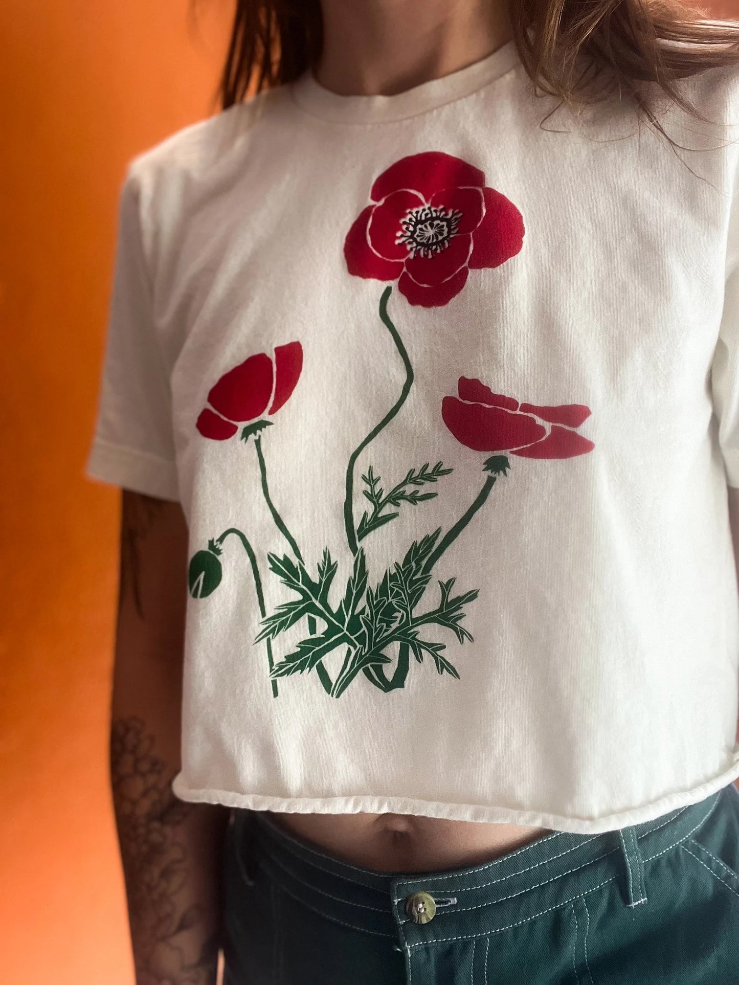 Pie Chart Press Poppy Crop Top