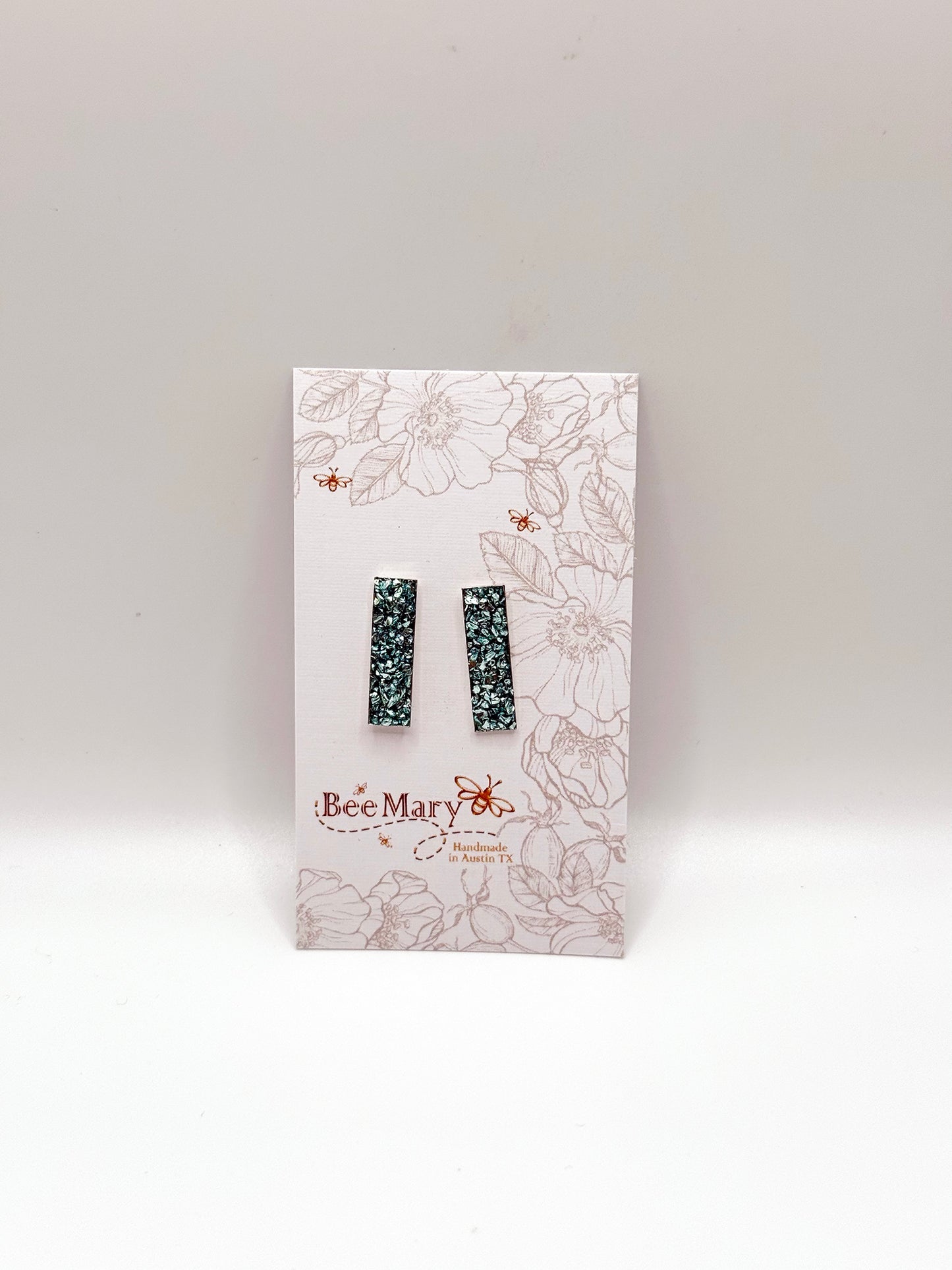 Bee Mary Crushed Bar Stud Earrings