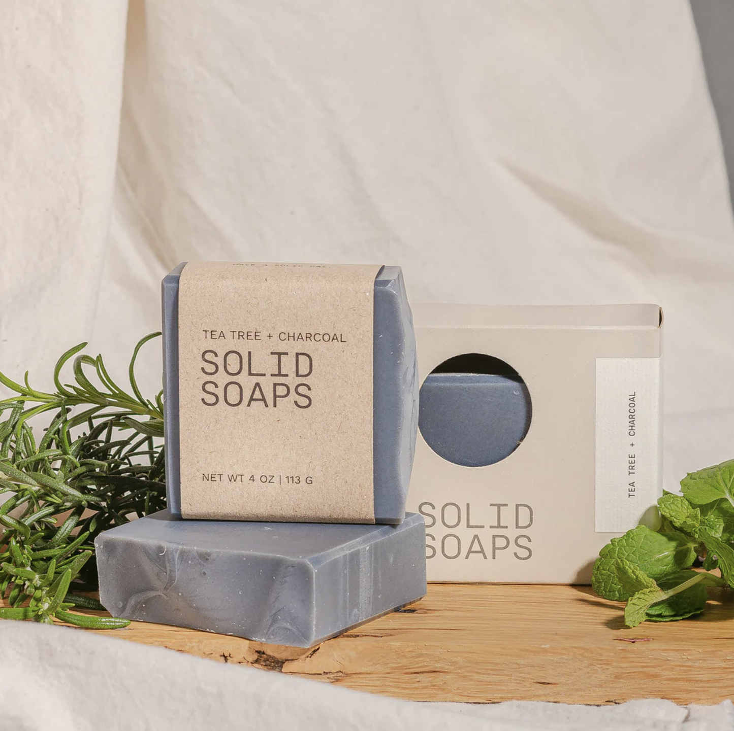 Solid Soaps Tea Tree + Charcoal Soap Bar