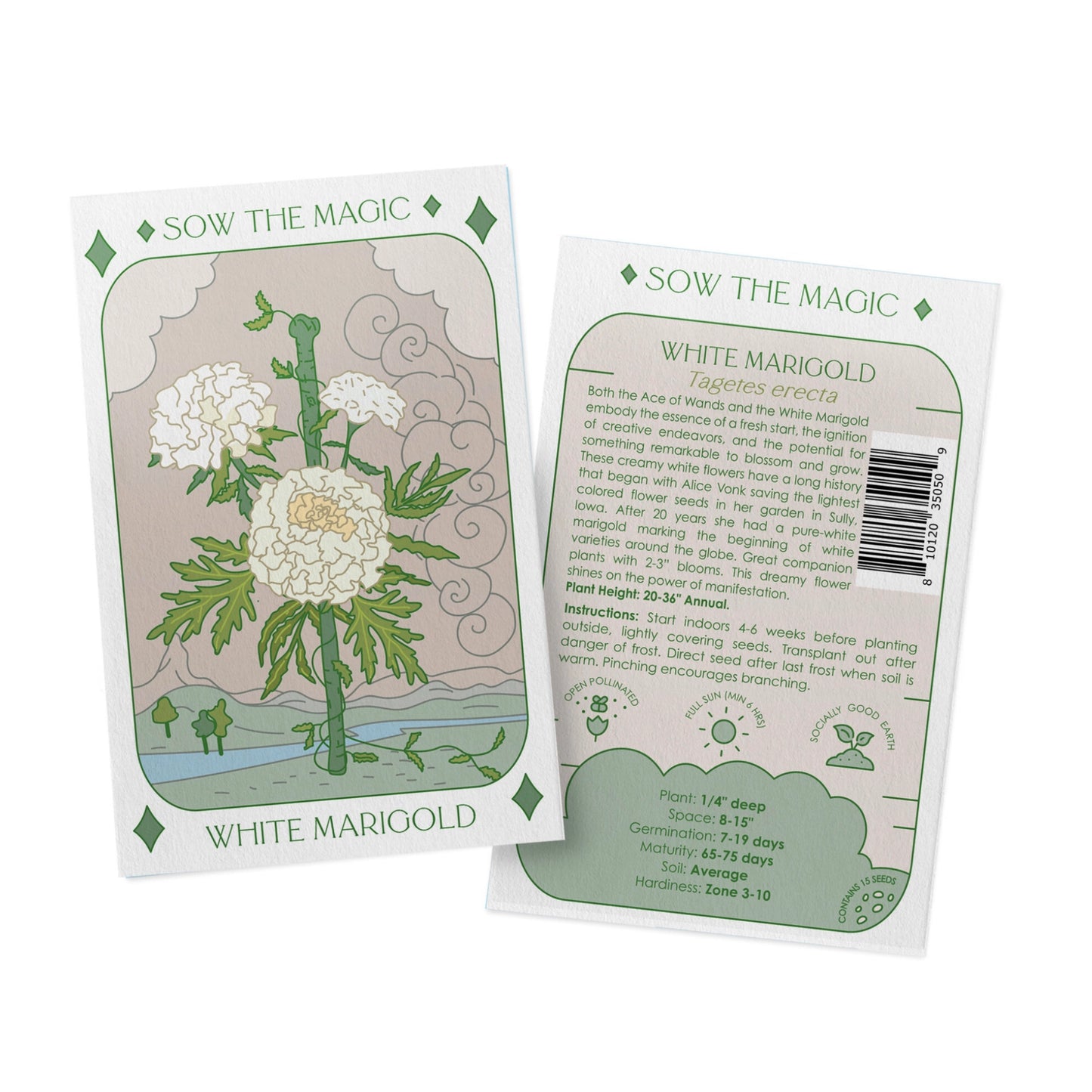 Sow the Magic White Marigold Tarot Seed Packet