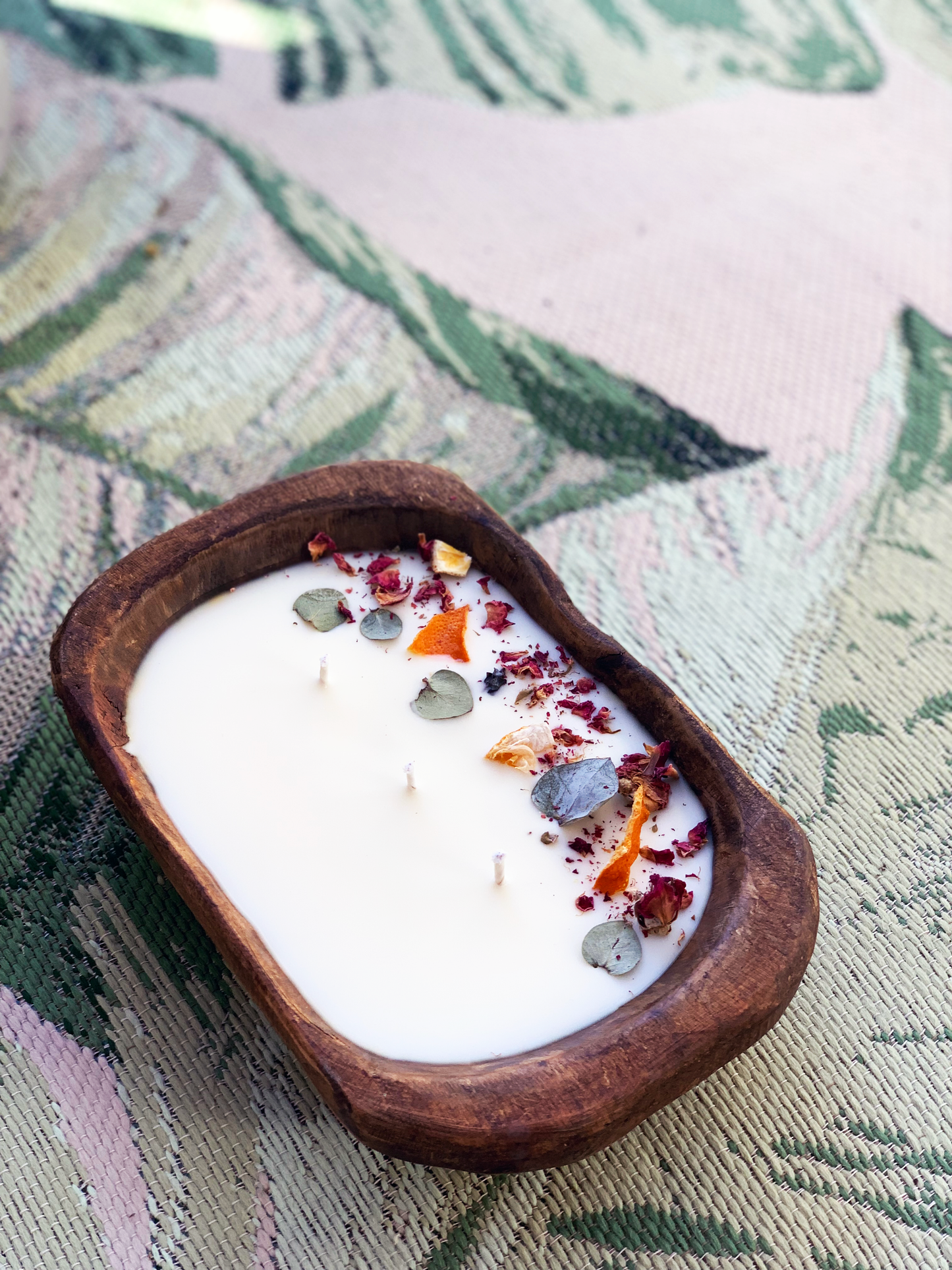 Eucalyptus Rose Wooden Bowl Candle