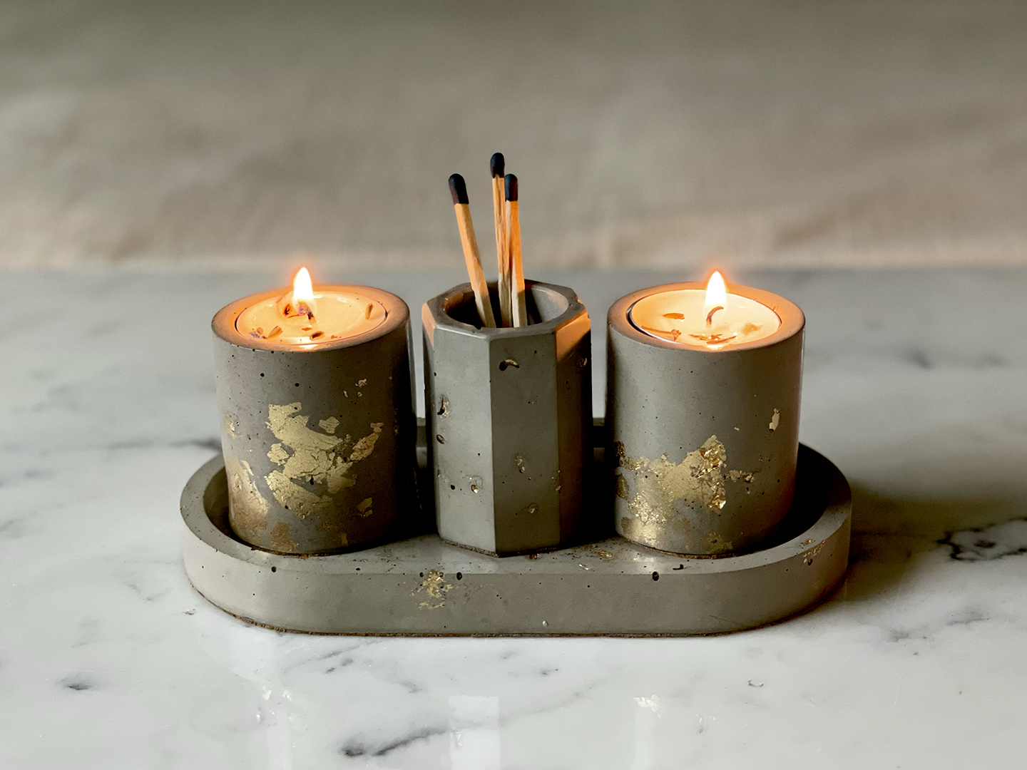 Mono-Tone Tea Light Holder Set