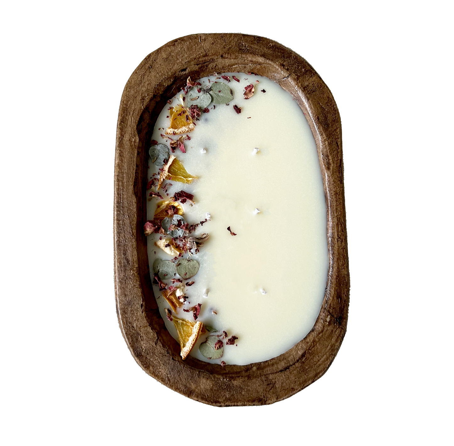 Eucalyptus Rose Wooden Bowl Candle