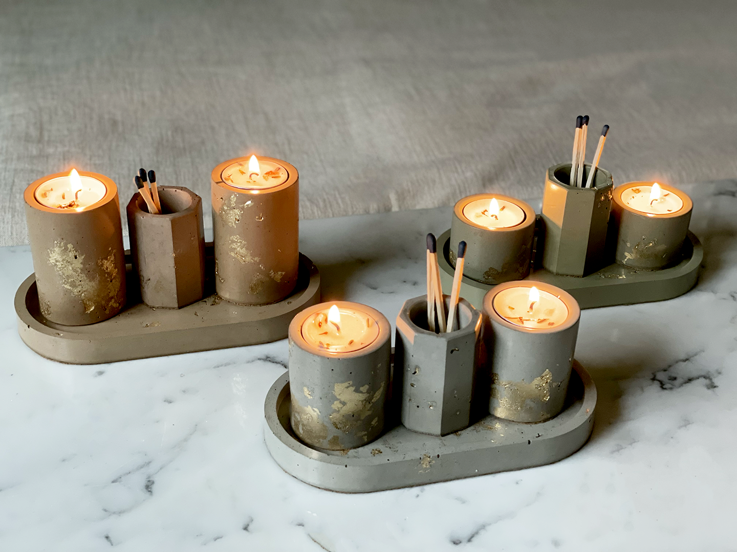 Tea Light Candle Holders cast from Concrete
