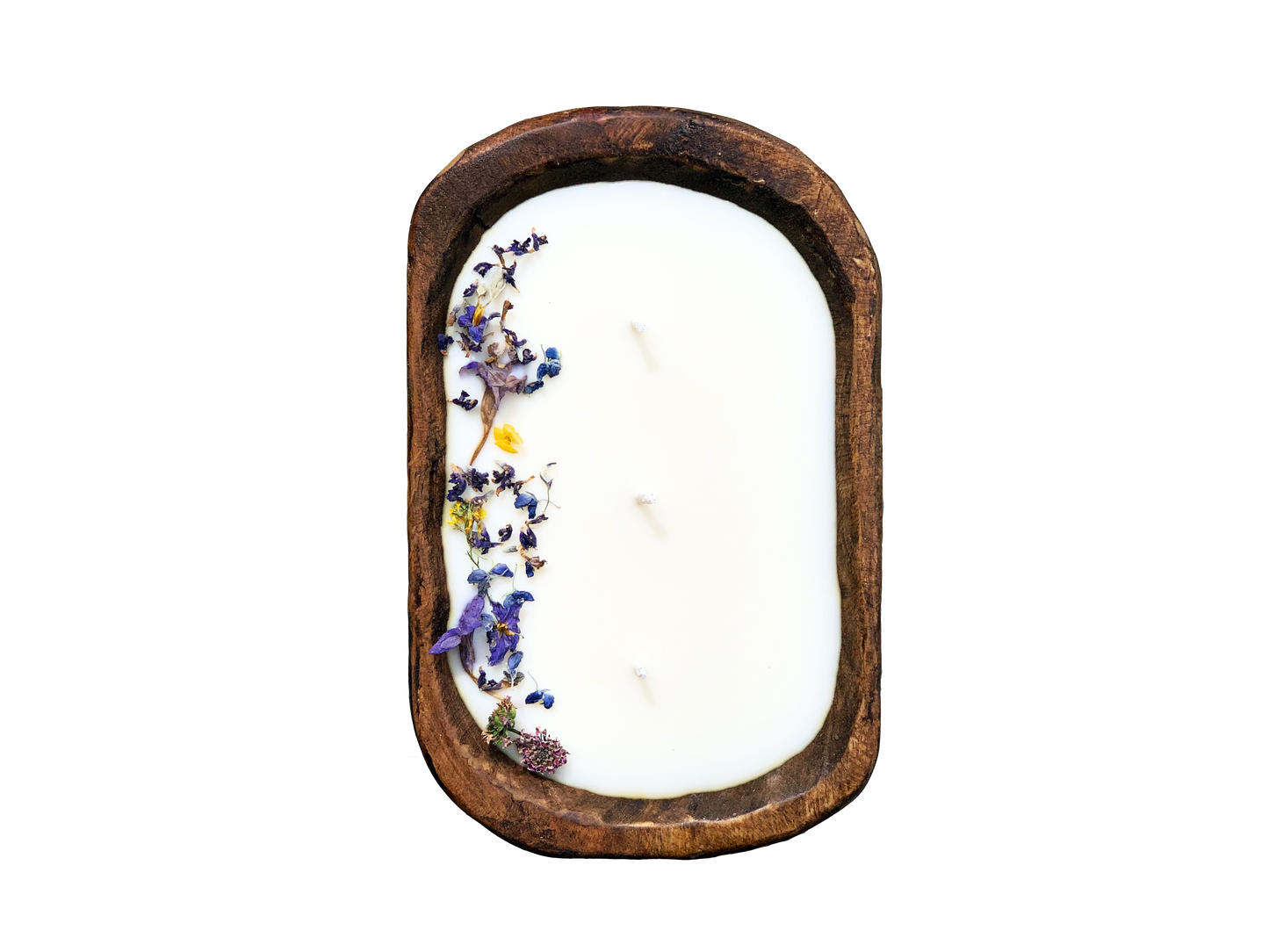 Wildflower Garden Wooden Bowl Candle