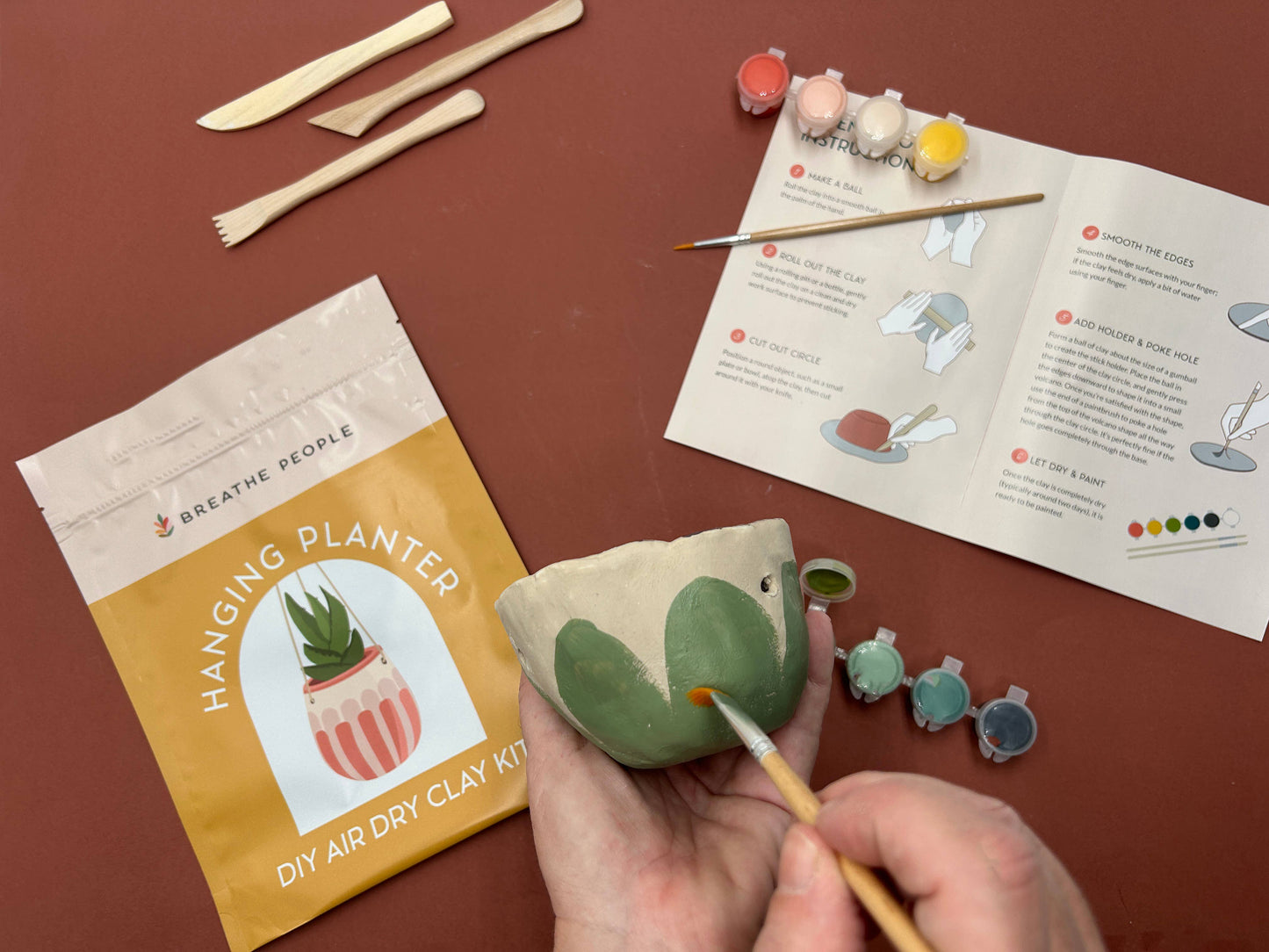Breathe People DIY Air Dry Clay Kit- Make Your Own Hanging Plant Pot