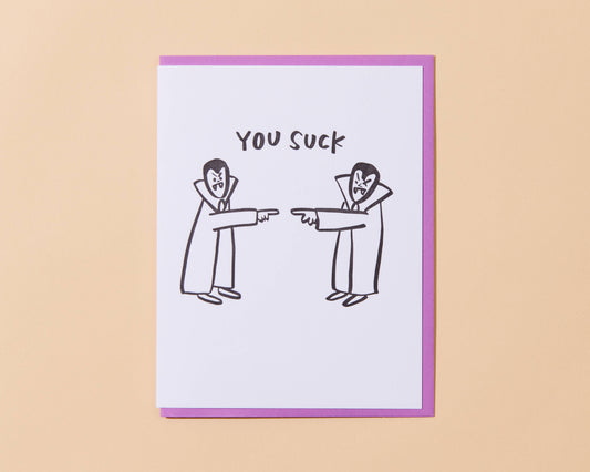 And Here We Are Letterpress Halloween Card You Suck