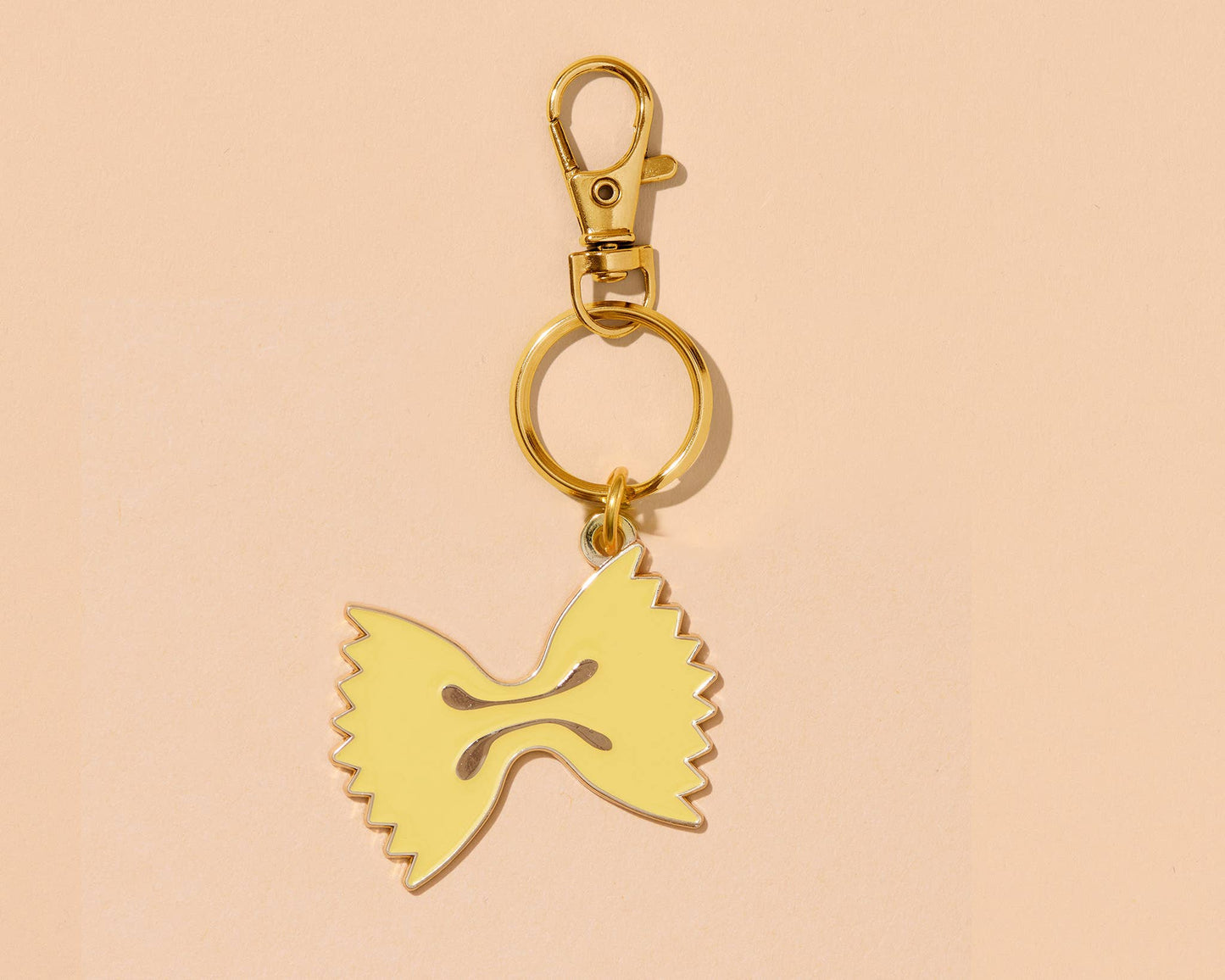 And Here We Are Enamel Keychain & Bag Charm Farfalle Bowtie Pasta