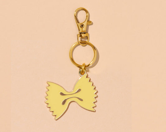 And Here We Are Enamel Keychain & Bag Charm Farfalle Bowtie Pasta