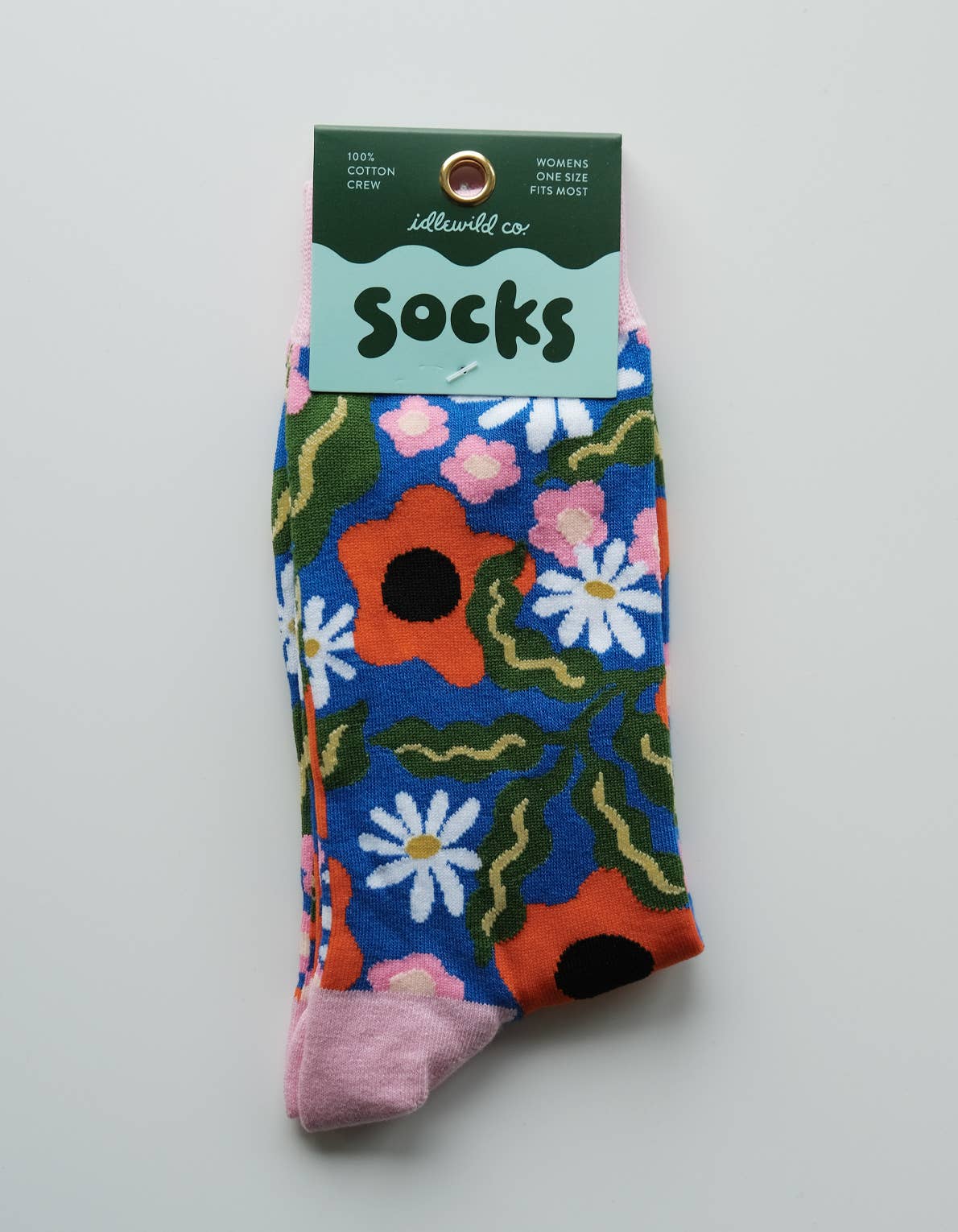 Idlewild Co. Wavy Daisy 100% Cotton Women's Crew Socks
