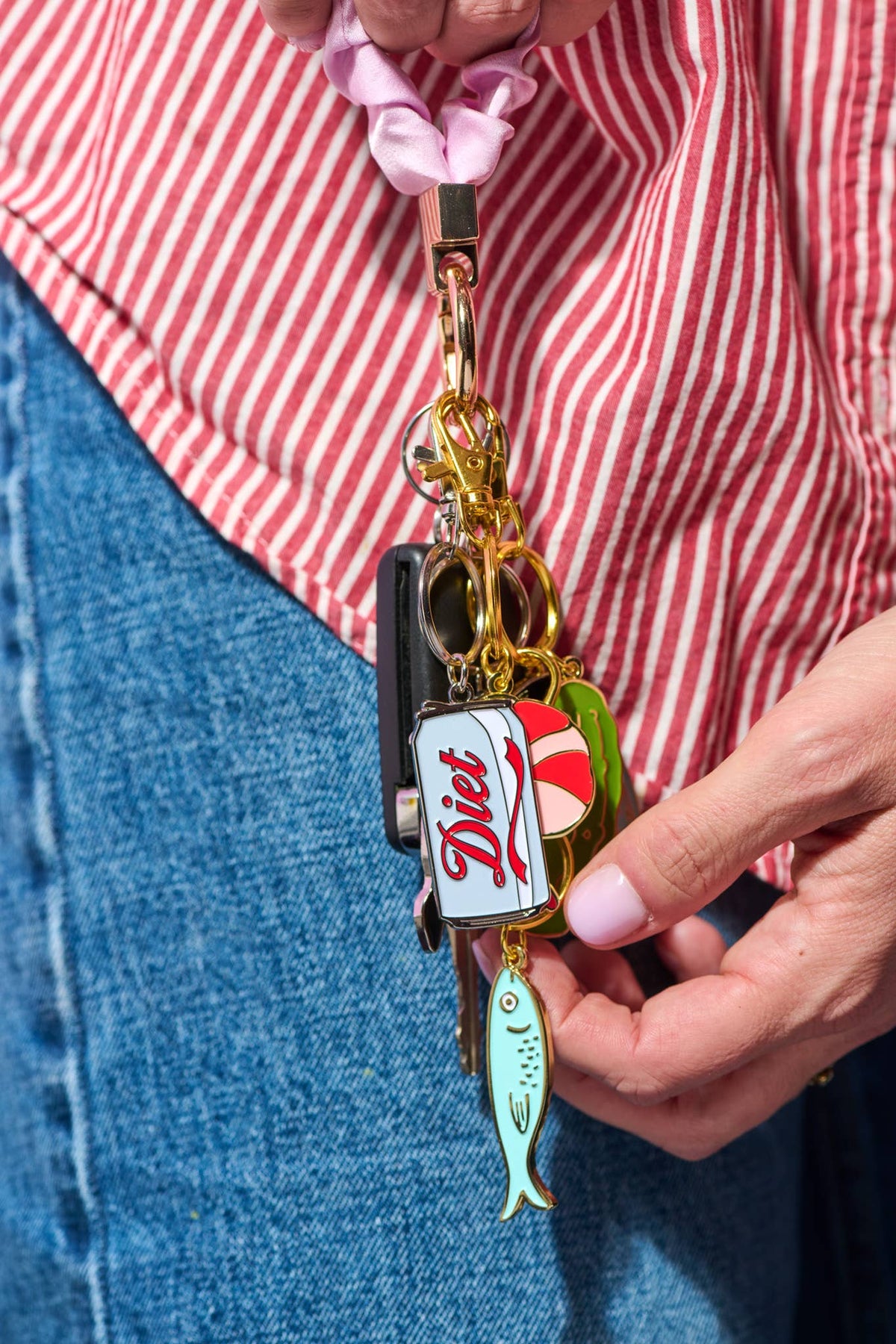 And Here We Are Enamel Keychain & Bag Charm Diet Soda