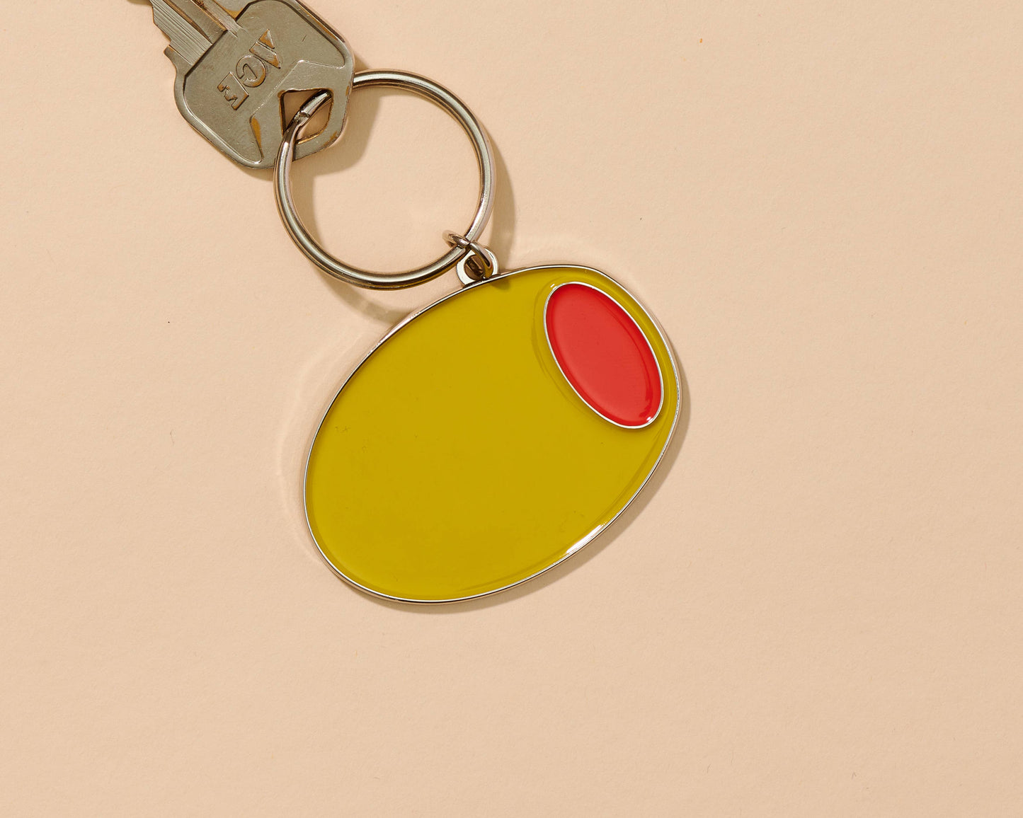 And Here We Are Enamel Keychain & Bag Charm Martini Olive