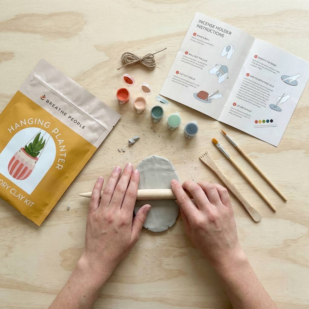 Breathe People DIY Air Dry Clay Kit- Make Your Own Hanging Plant Pot
