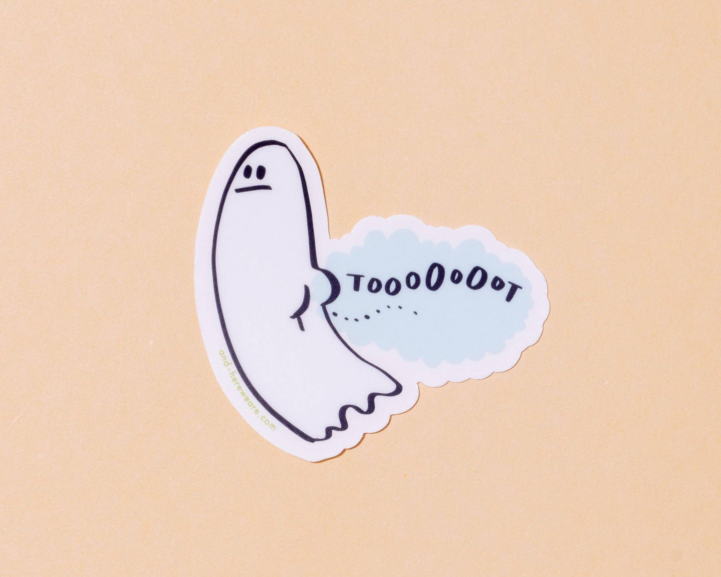 And Here We Are Clear Vinyl Sticker Tootin' Ghost