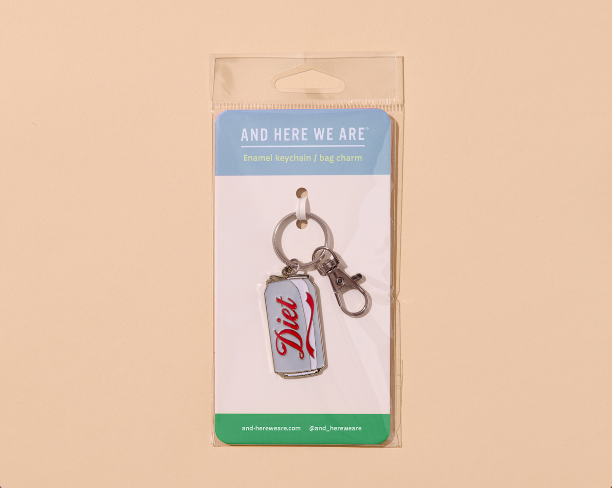 And Here We Are Enamel Keychain & Bag Charm Diet Soda