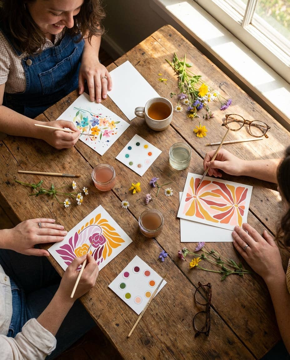 Breathe People All in One Watercolor Prints/ Postcards : Abstract Flowers