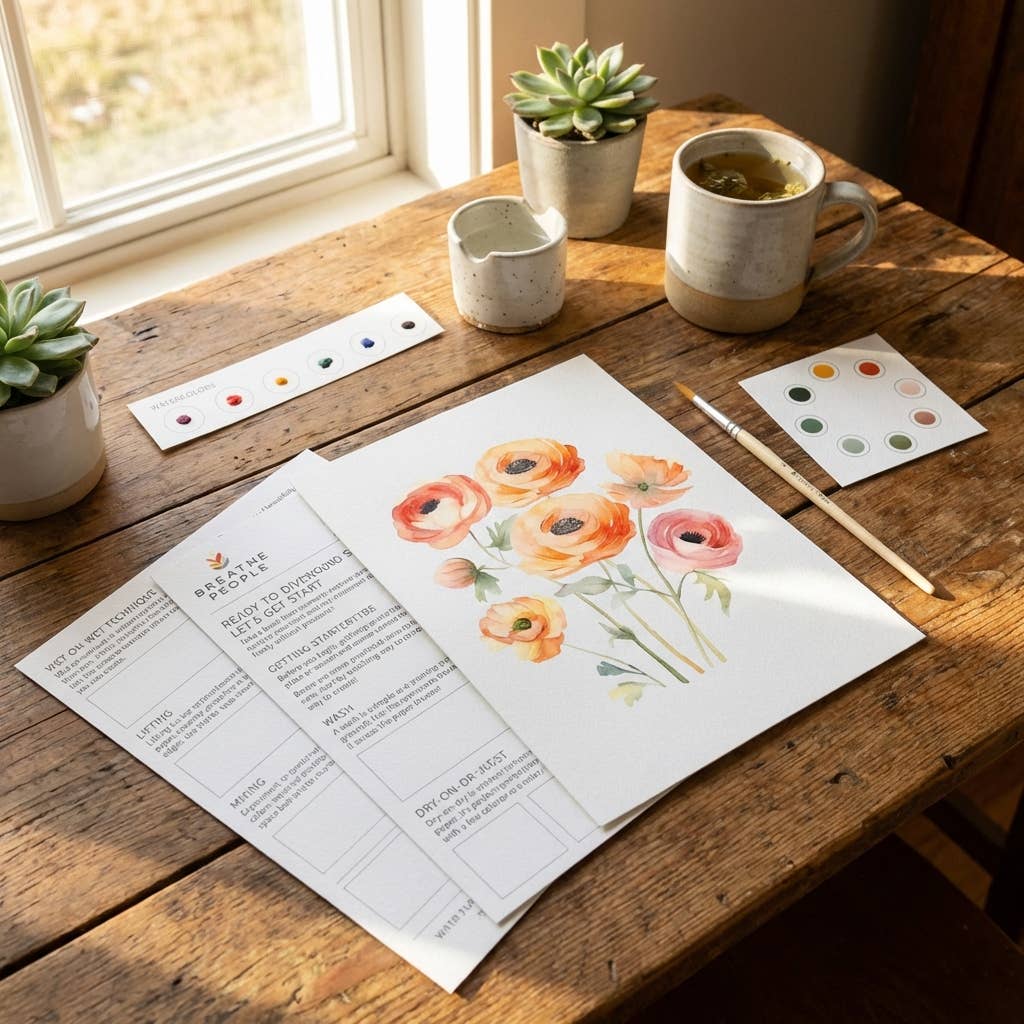 Breathe People All-In-One Watercolor Paint Set - Ranunculus Blooms