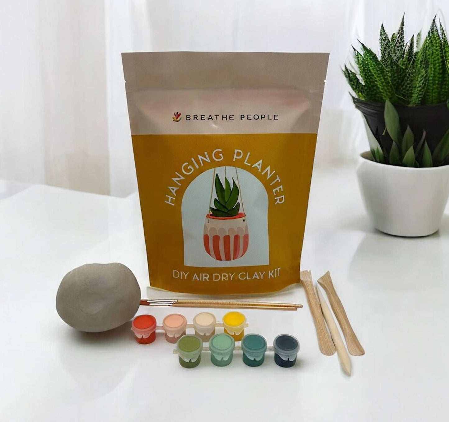 Breathe People DIY Air Dry Clay Kit- Make Your Own Hanging Plant Pot