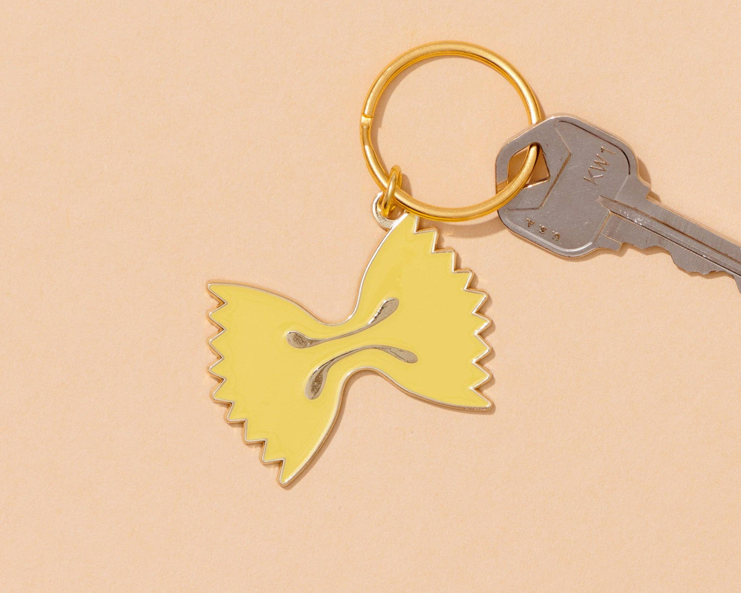 And Here We Are Enamel Keychain & Bag Charm Farfalle Bowtie Pasta