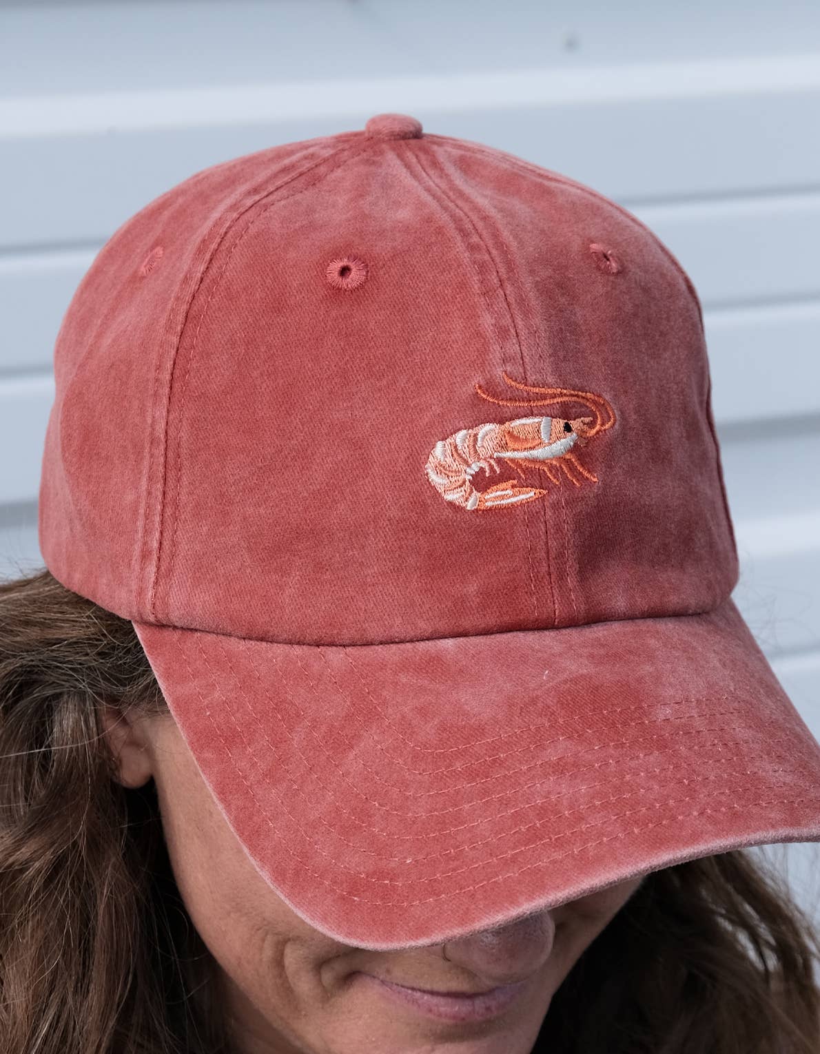 Idlewild Co. Shrimp Embroidered Hat, Washed Brick Color