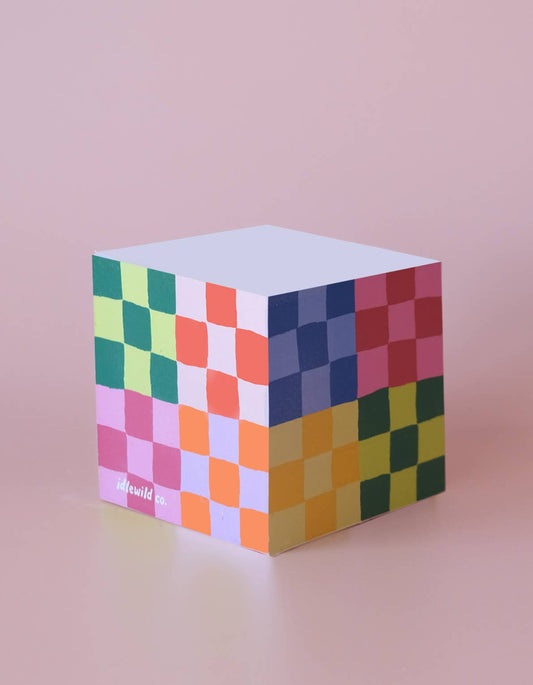 Idlewild Co. Rainbow Check Sticky Note Cube